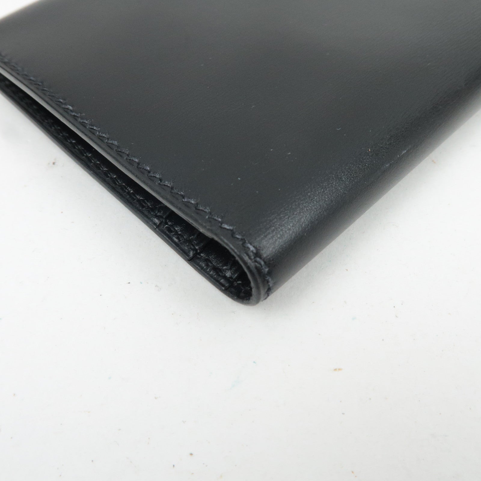 HERMES Bearn Long Wallet 〇V Stamp (1992) Box Calf Black Gold HDW