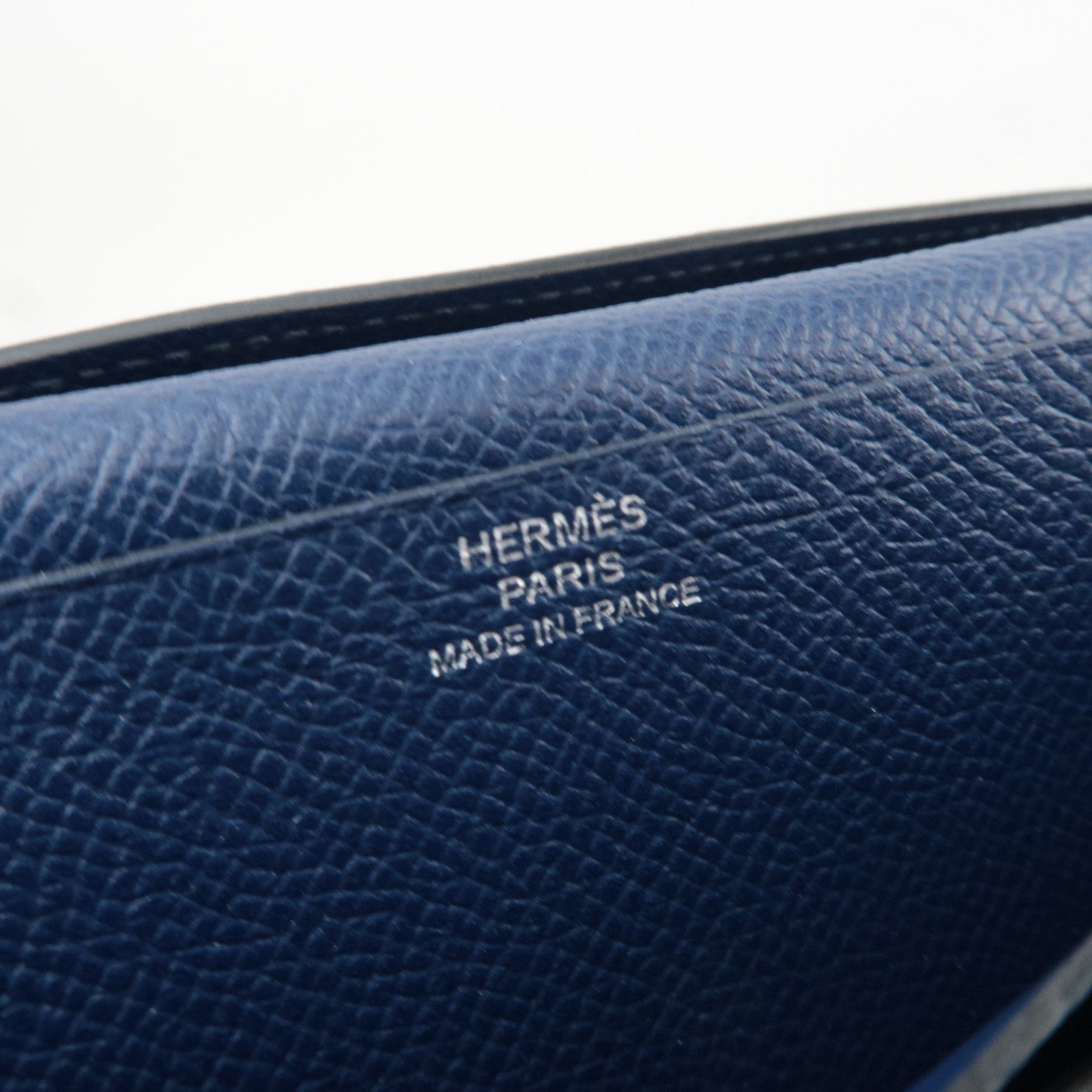 HERMES Bearn Soufflet Bicolor Long Wallet Veau Epsom Blue