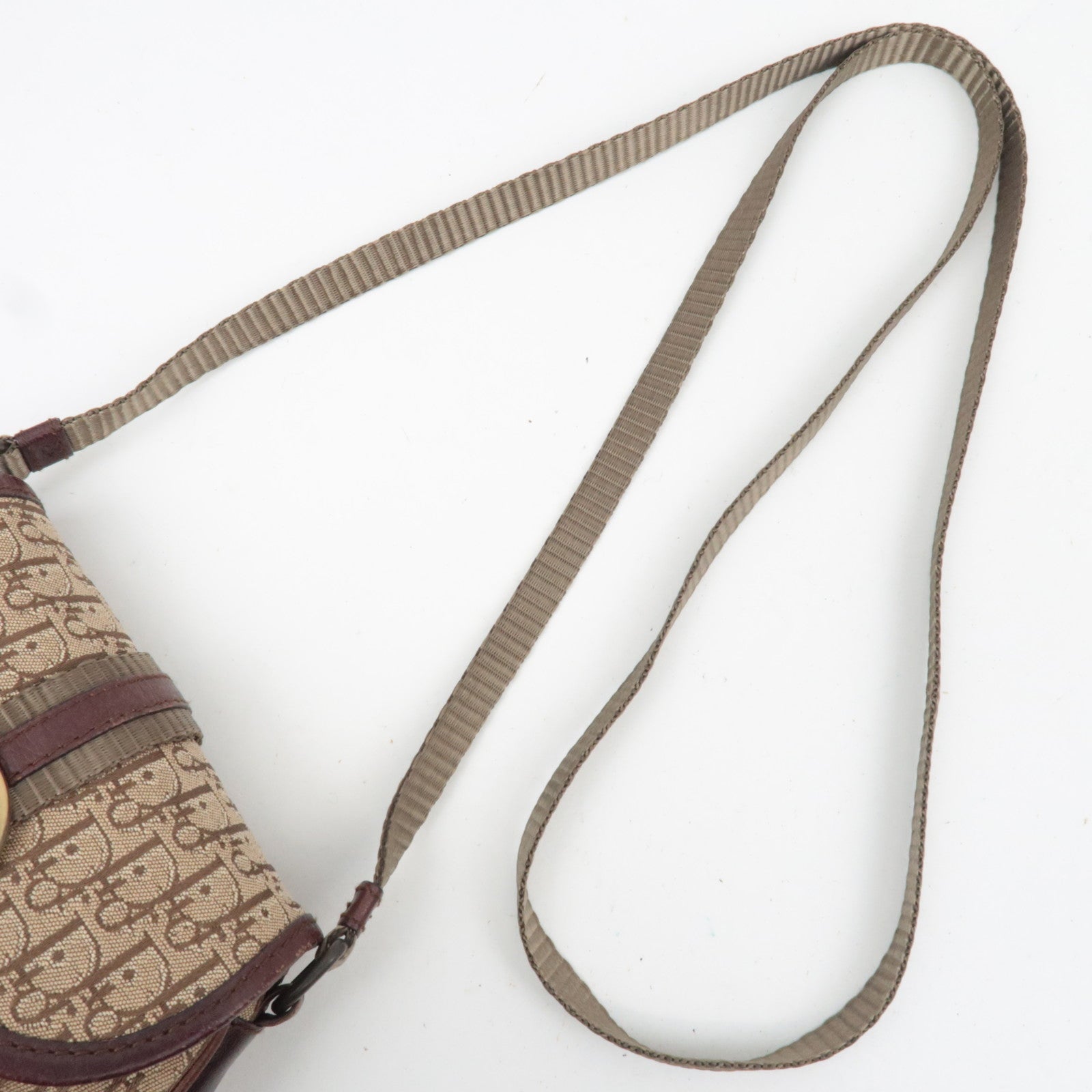 Christian Dior Trotter Canvas Leather Mini Shoulder Bag Beige Brown