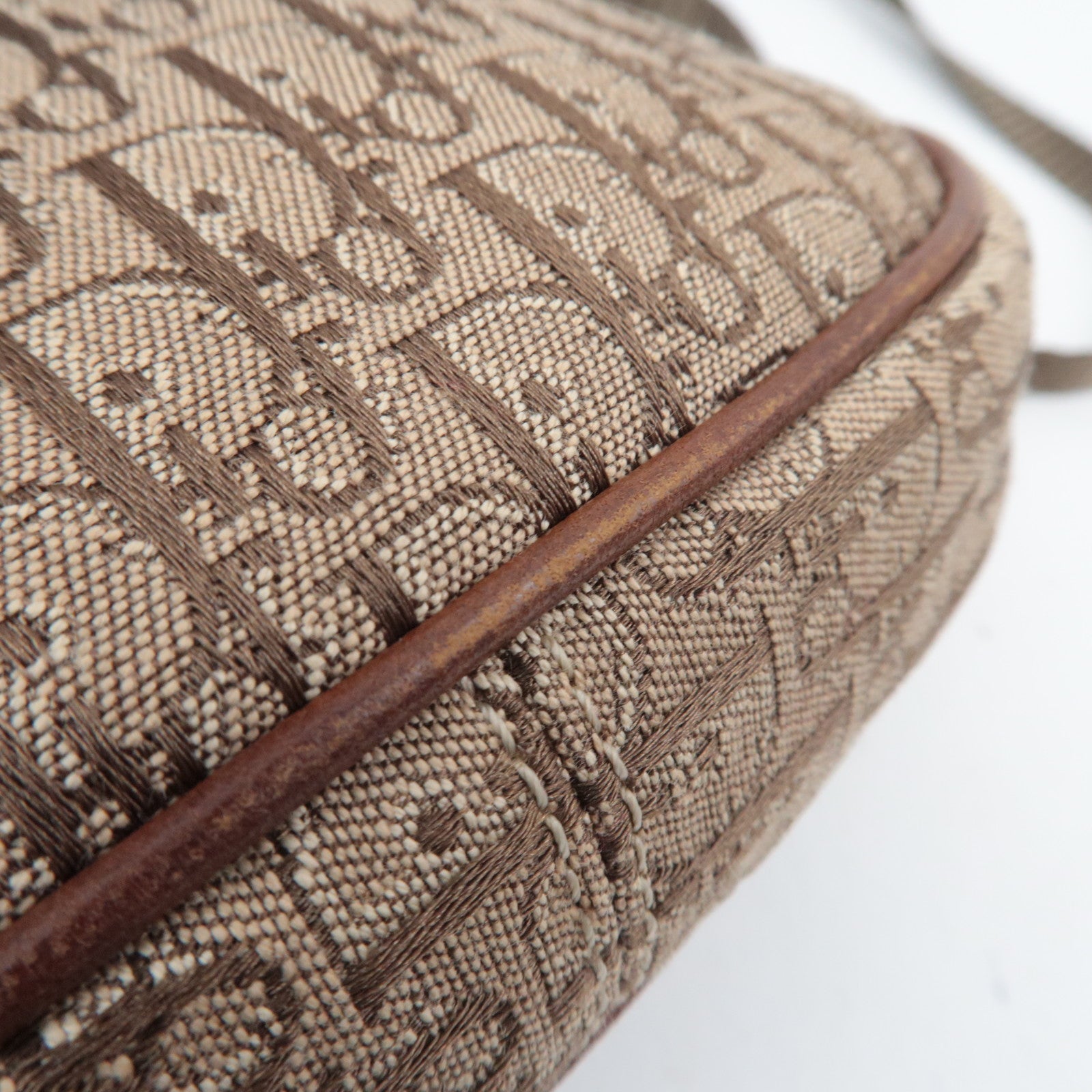 Christian Dior Trotter Canvas Leather Mini Shoulder Bag Beige Brown