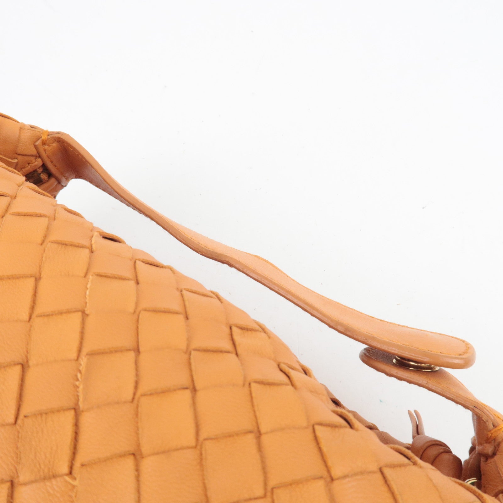 BOTTEGA VENETA Intrecciato Leather Handle Handbag Orange 114087