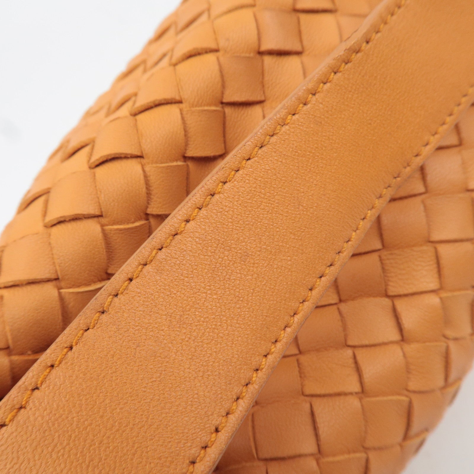 BOTTEGA VENETA Intrecciato Leather Handle Handbag Orange 114087