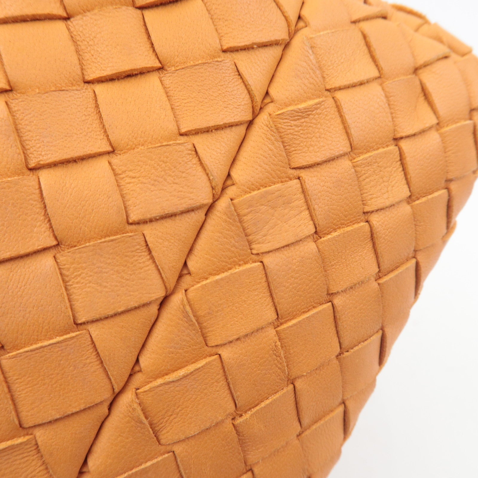 BOTTEGA VENETA Intrecciato Leather Handle Handbag Orange 114087
