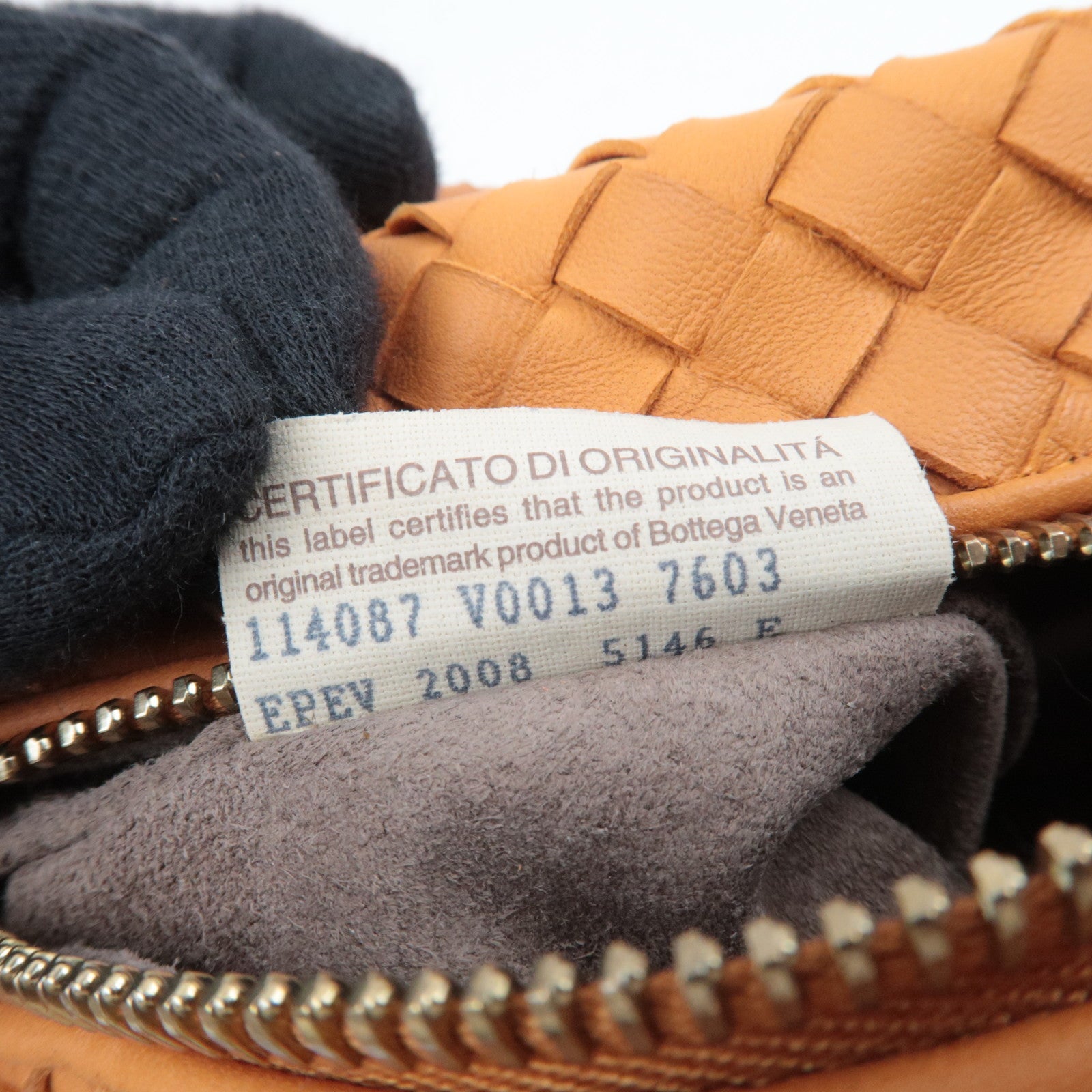 BOTTEGA VENETA Intrecciato Leather Handle Handbag Orange 114087