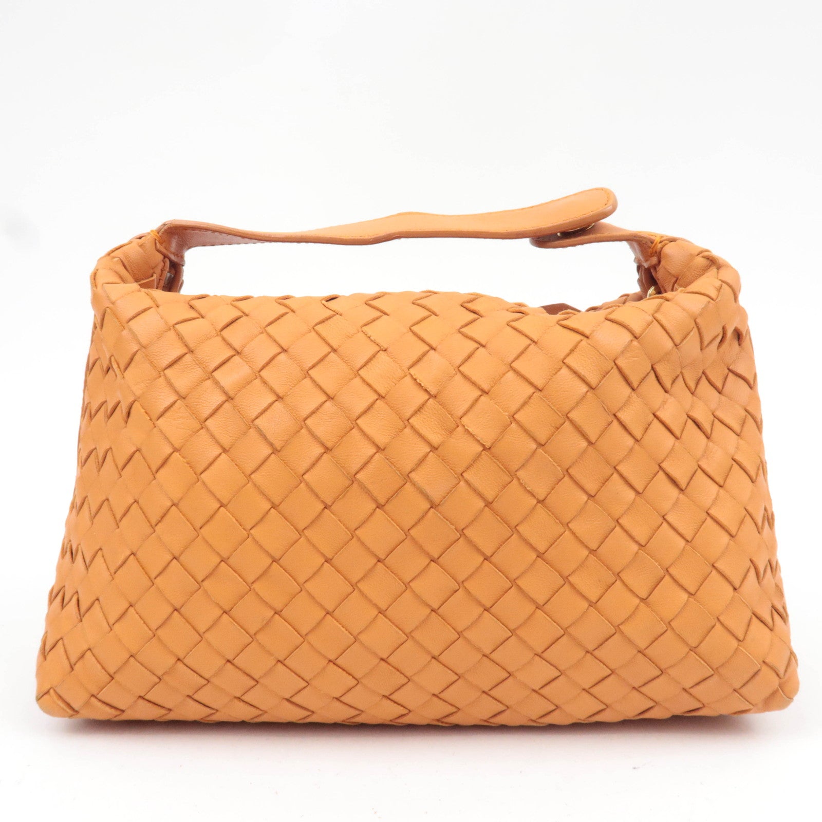 BOTTEGA VENETA Intrecciato Leather Handle Handbag Orange 114087