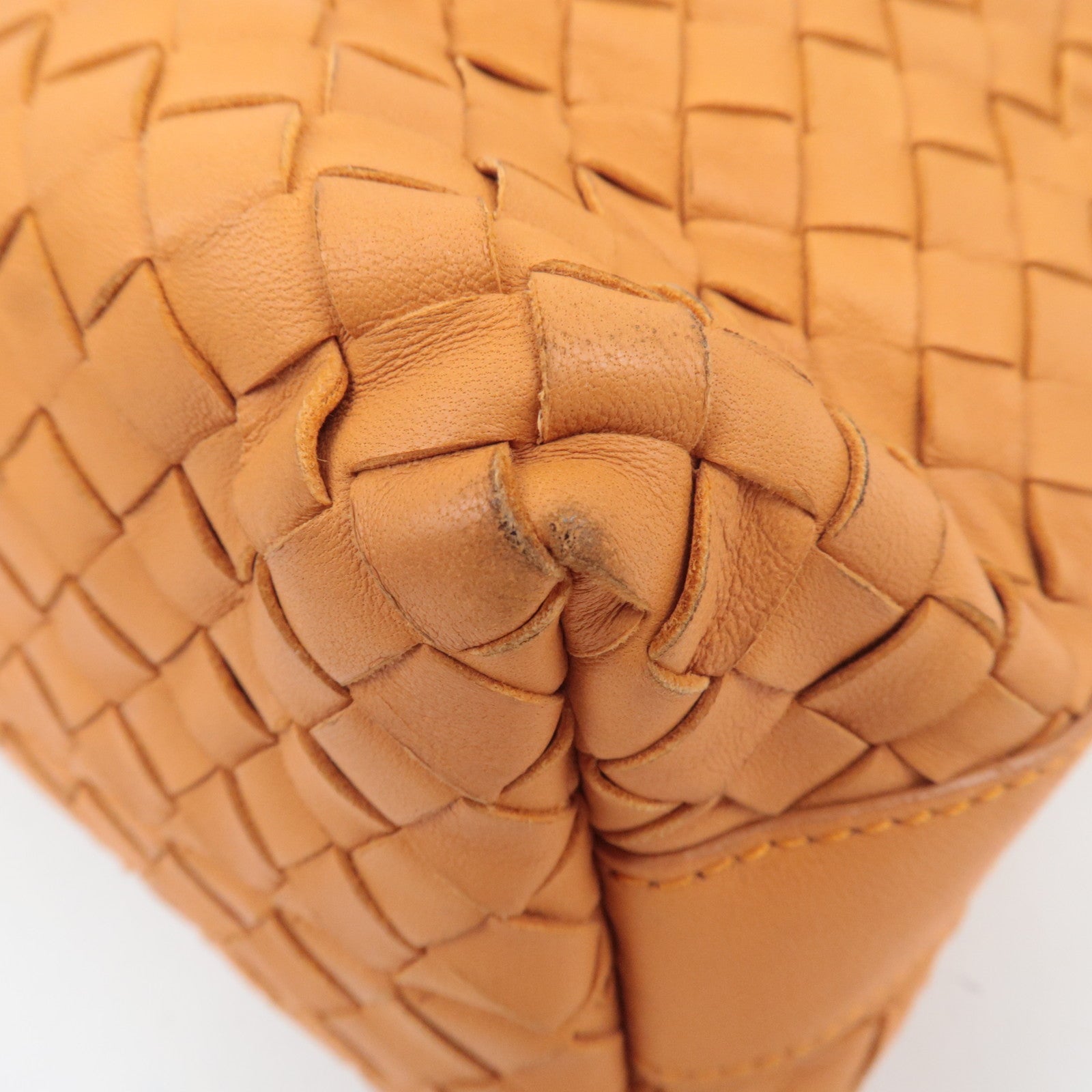 BOTTEGA VENETA Intrecciato Leather Handle Handbag Orange 114087