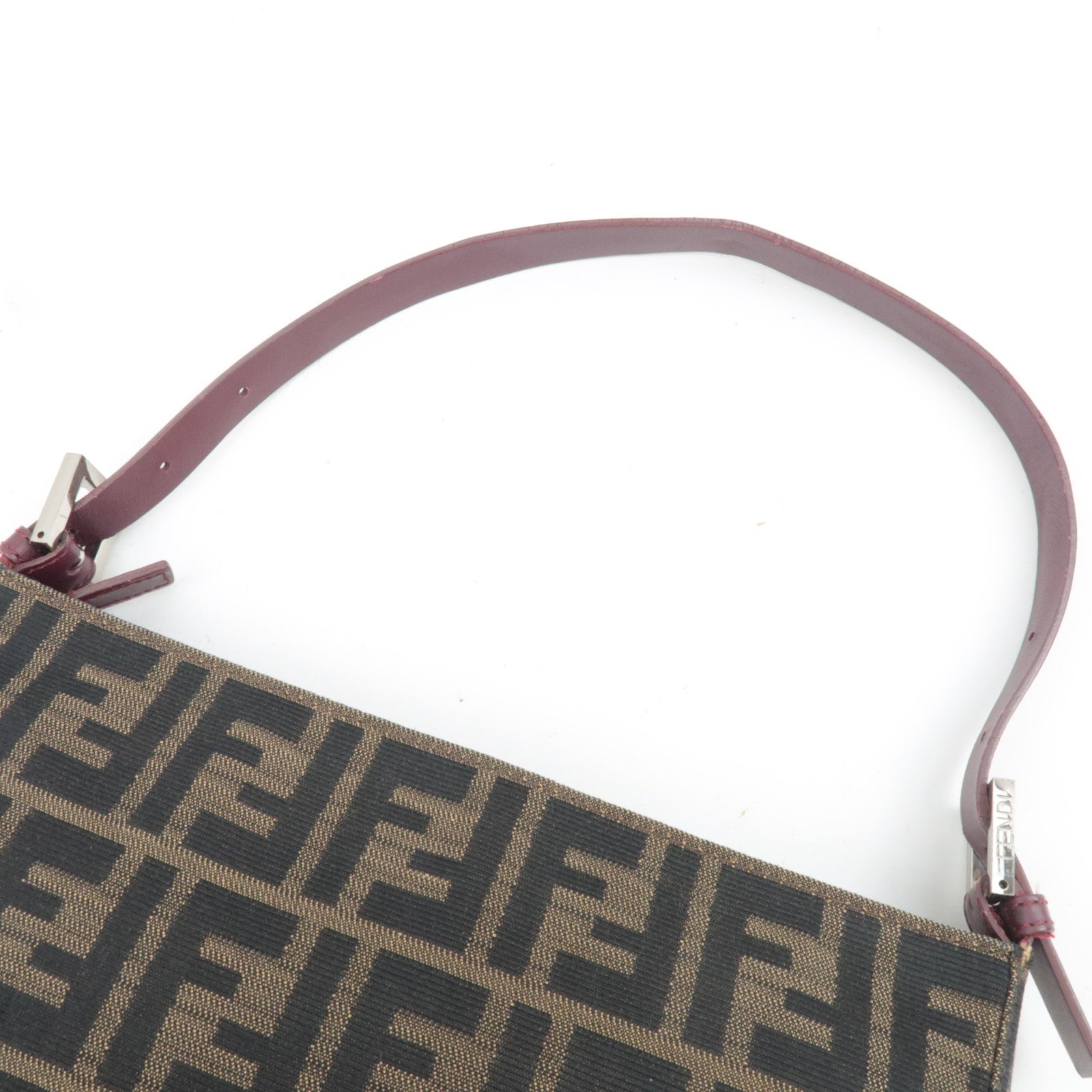 FENDI Zucca Shoulder Bag Canvas Leather Brown BR207