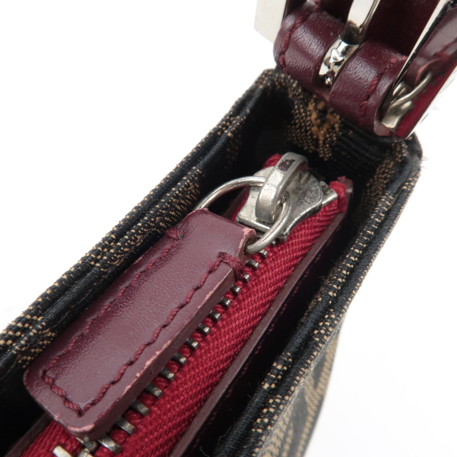 FENDI Zucca Shoulder Bag Canvas Leather Brown BR207