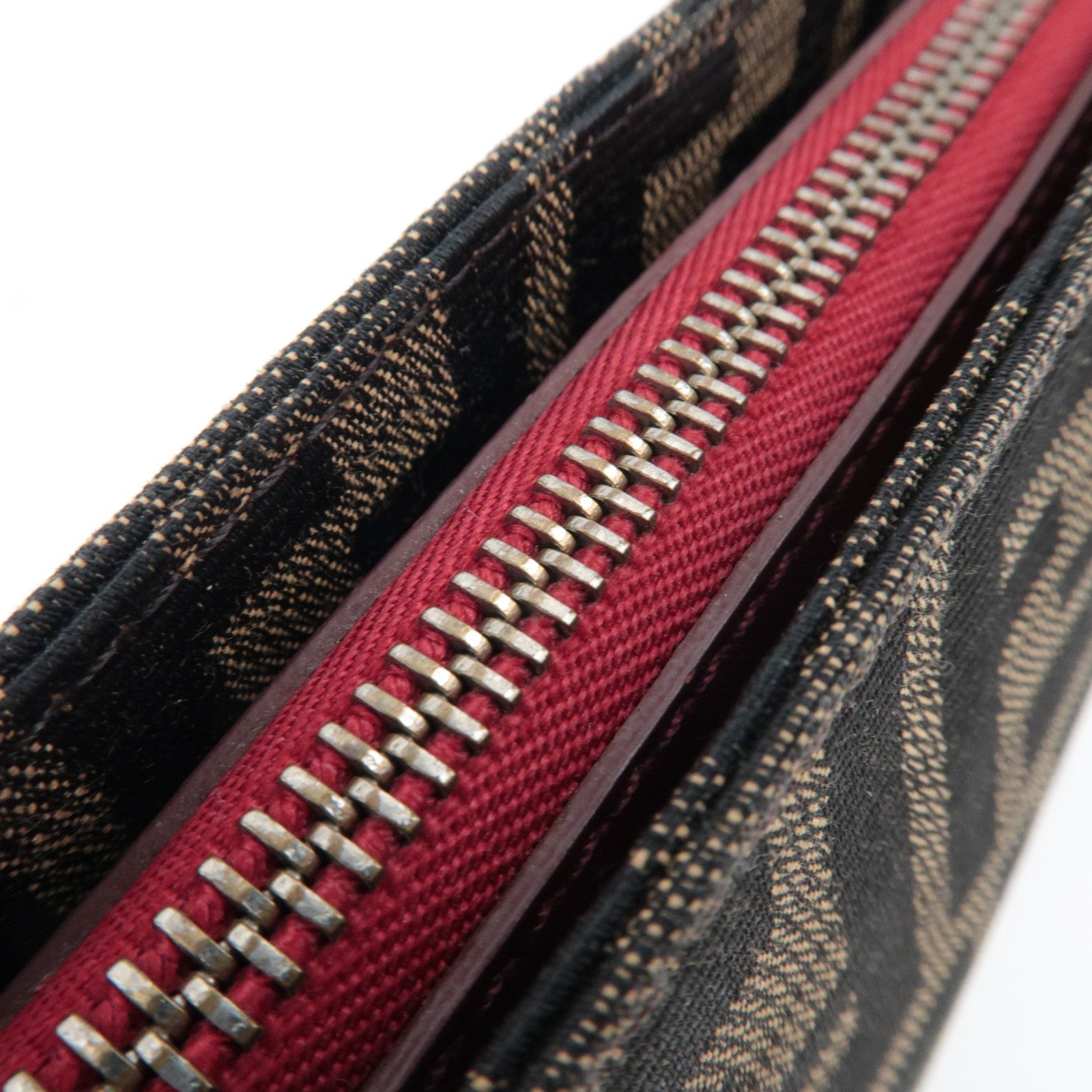 FENDI Zucca Shoulder Bag Canvas Leather Brown BR207