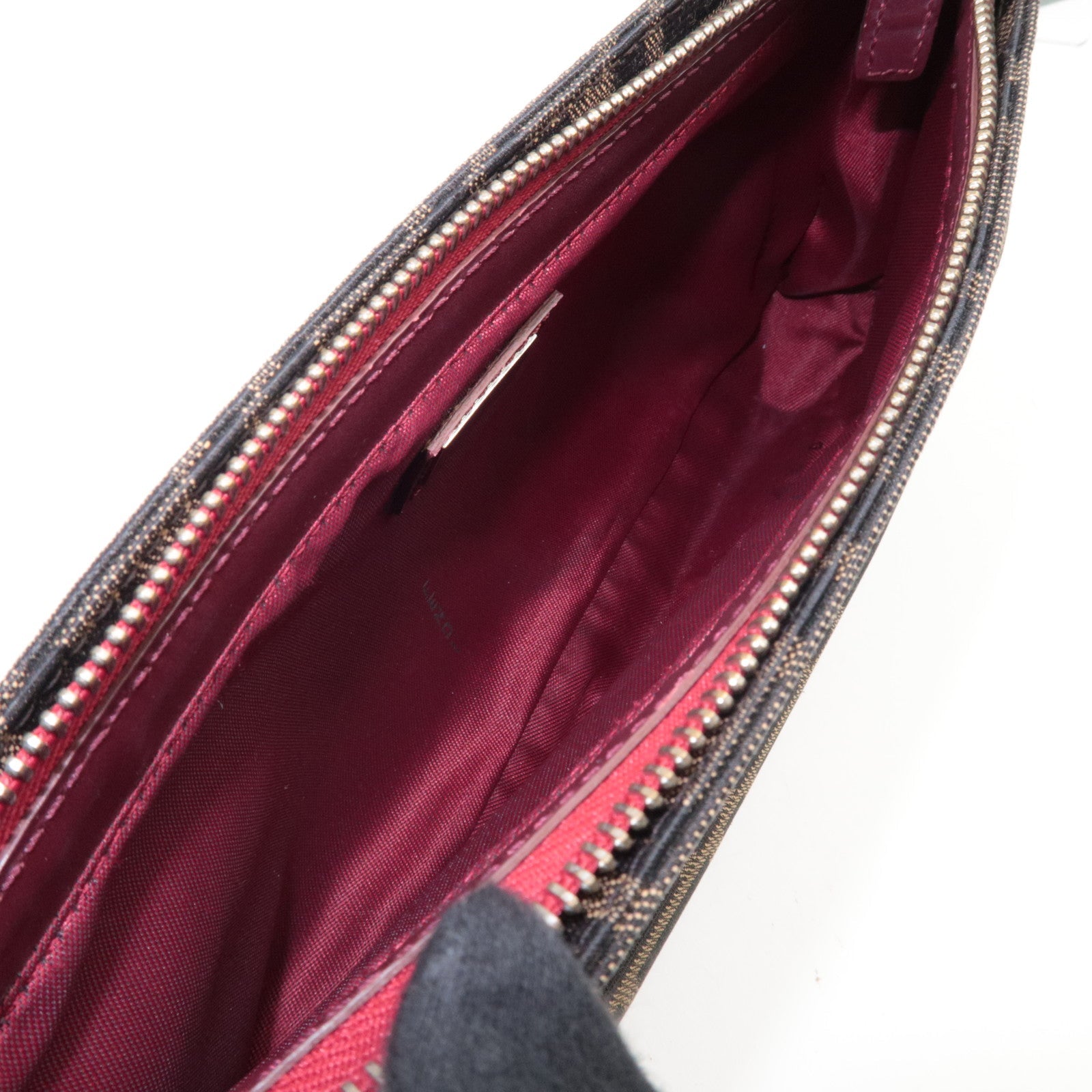 FENDI Zucca Shoulder Bag Canvas Leather Brown BR207