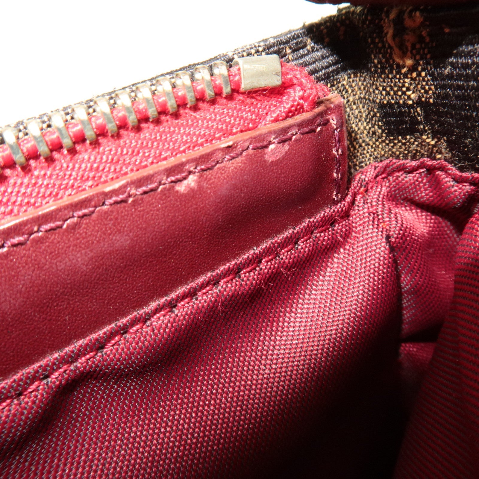 FENDI Zucca Shoulder Bag Canvas Leather Brown BR207