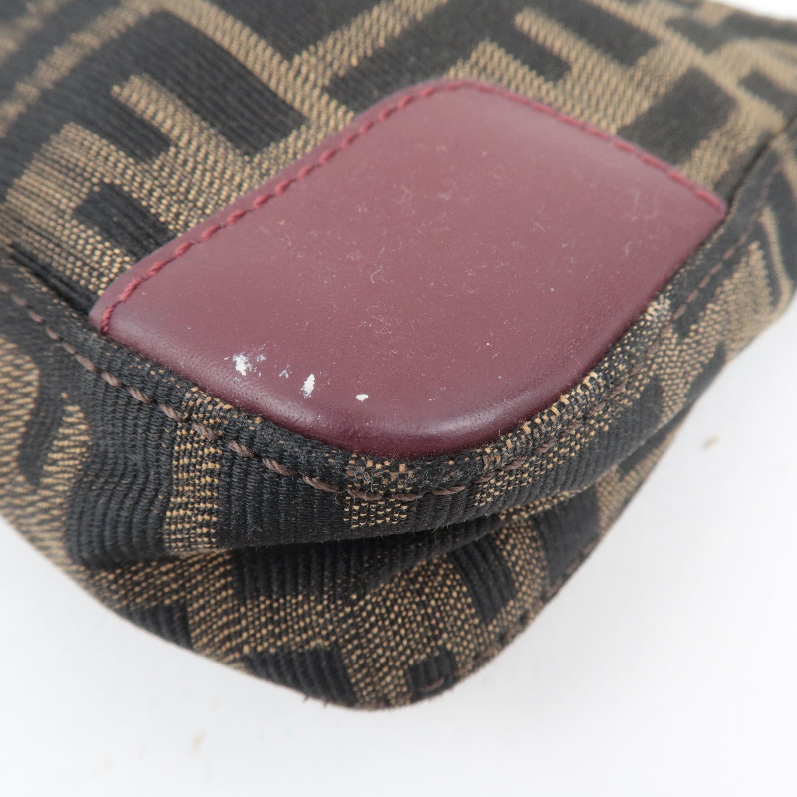 FENDI Zucca Shoulder Bag Canvas Leather Brown BR207