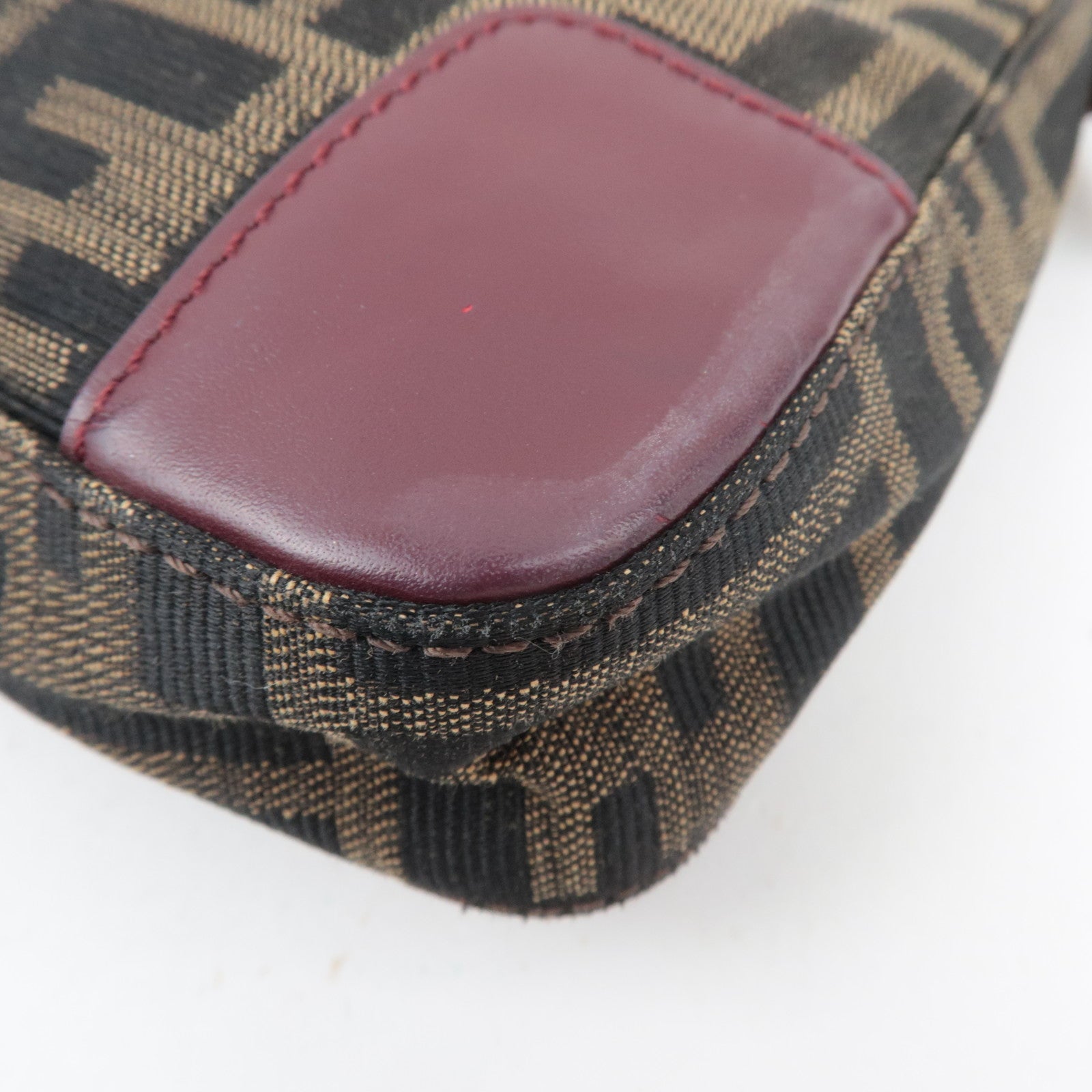 FENDI Zucca Shoulder Bag Canvas Leather Brown BR207