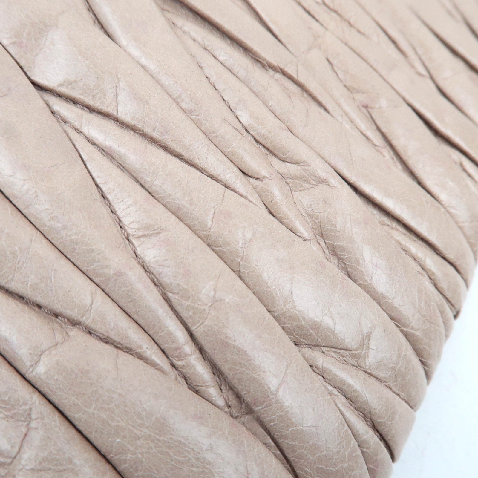 MIU MIU Matelasse Leather Clutch Bag Beige 5N1455 *G card
