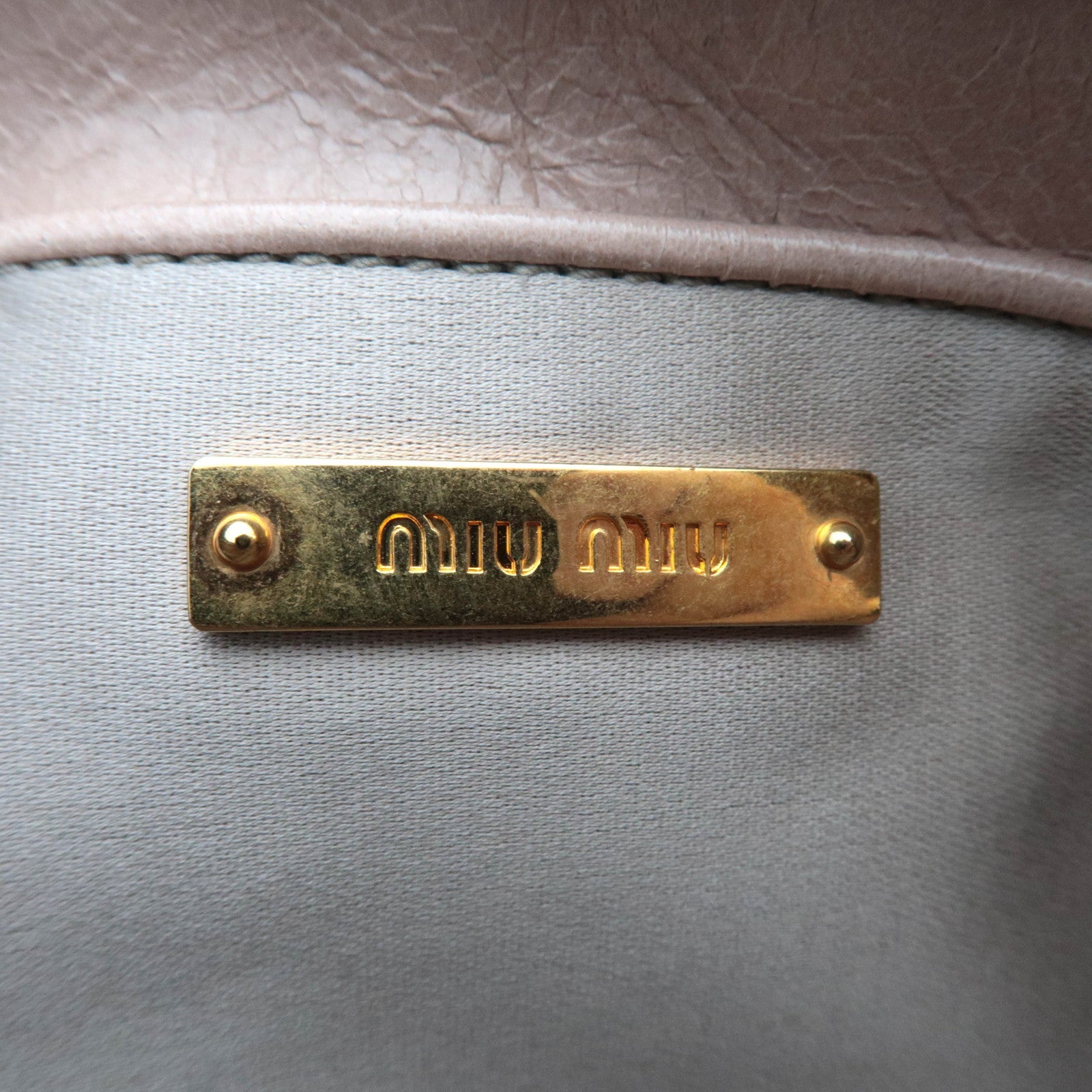 MIU MIU Matelasse Leather Clutch Bag Beige 5N1455 *G card