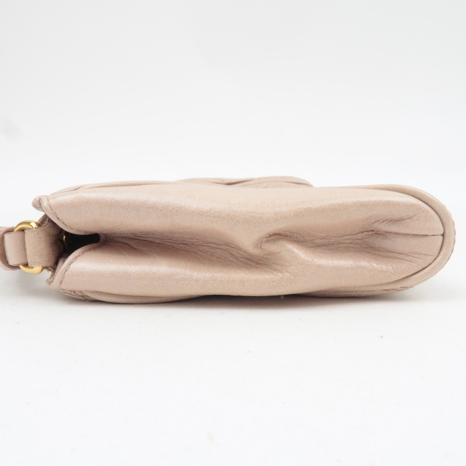 MIU MIU Matelasse Leather Clutch Bag Beige 5N1455 *G card