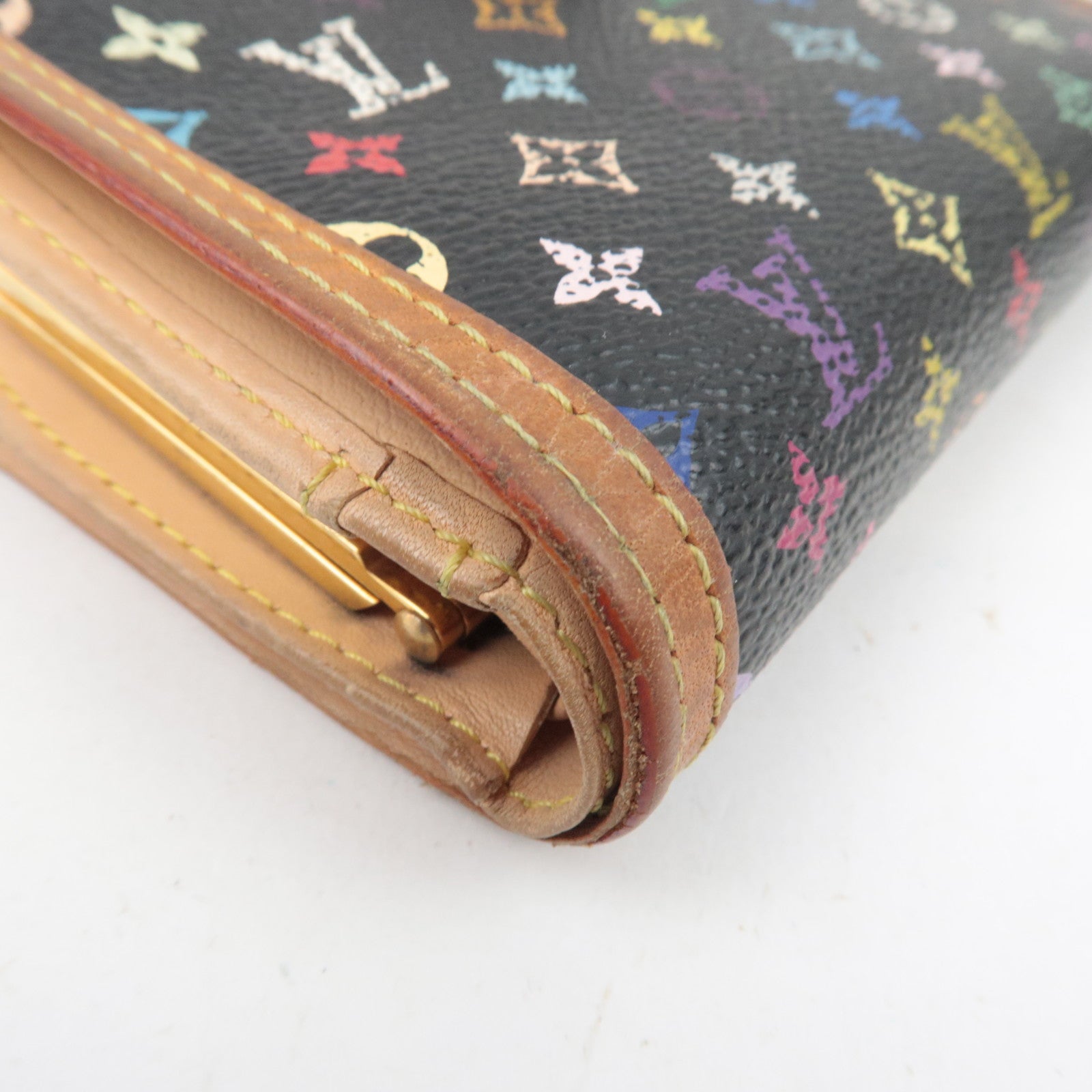 Louis Vuitton Monogram Multicolore Porte Monnaie Billets Viennois Wallet Noir M92988