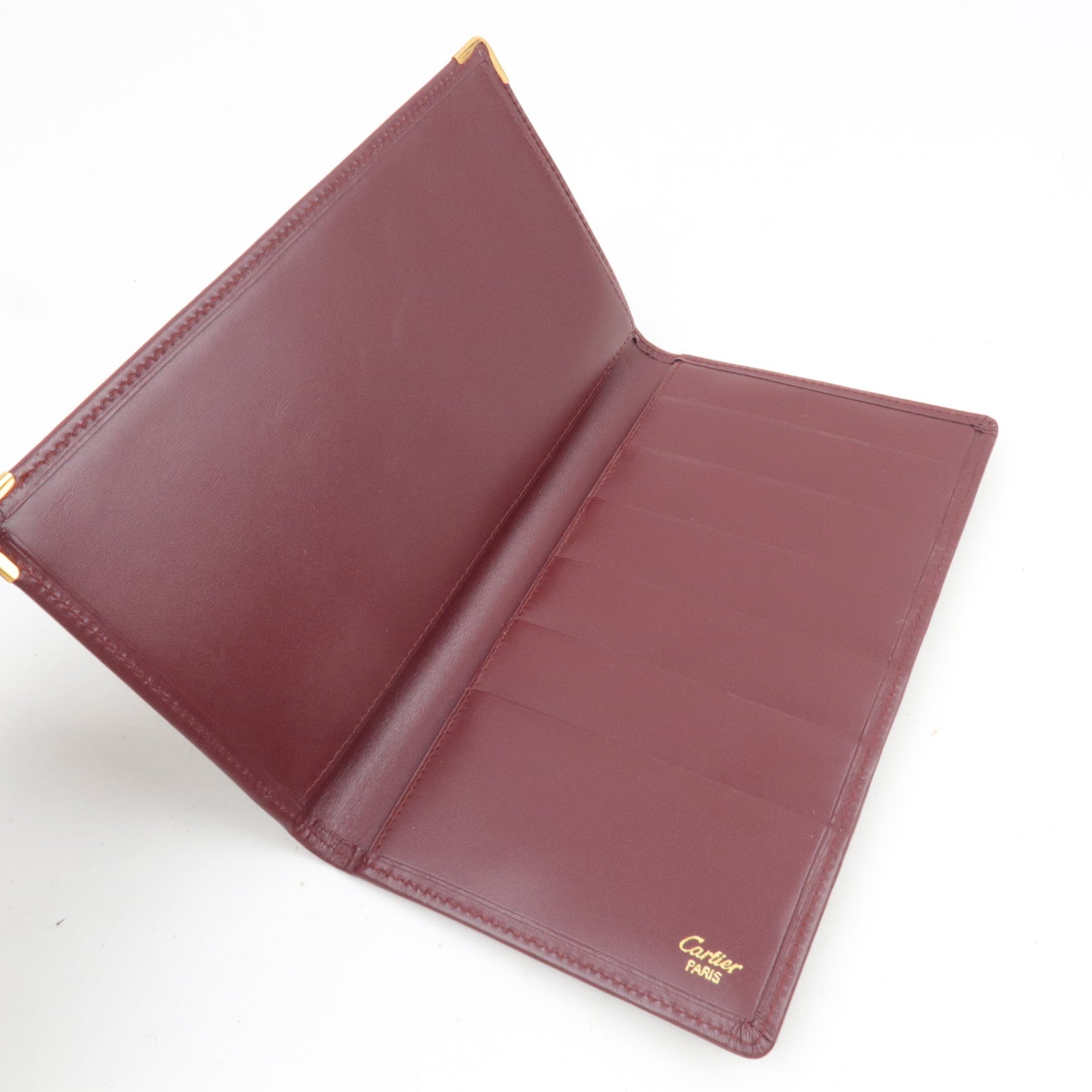 Cartier Must Line Leather Long Bill Wallet Bordeaux