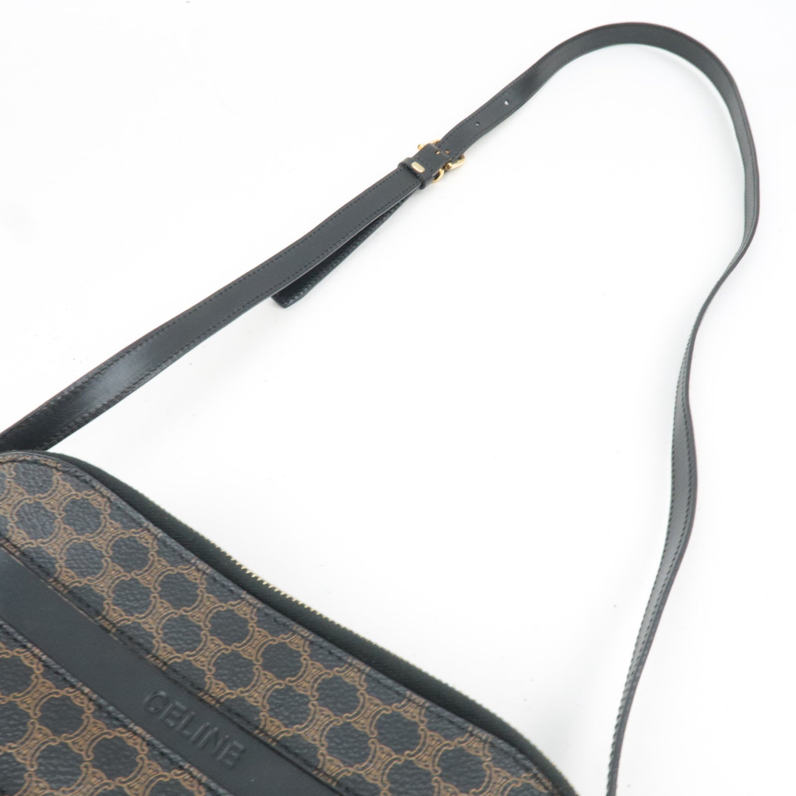 CELINE Macadam Shoulder Bag PVC Leather Black