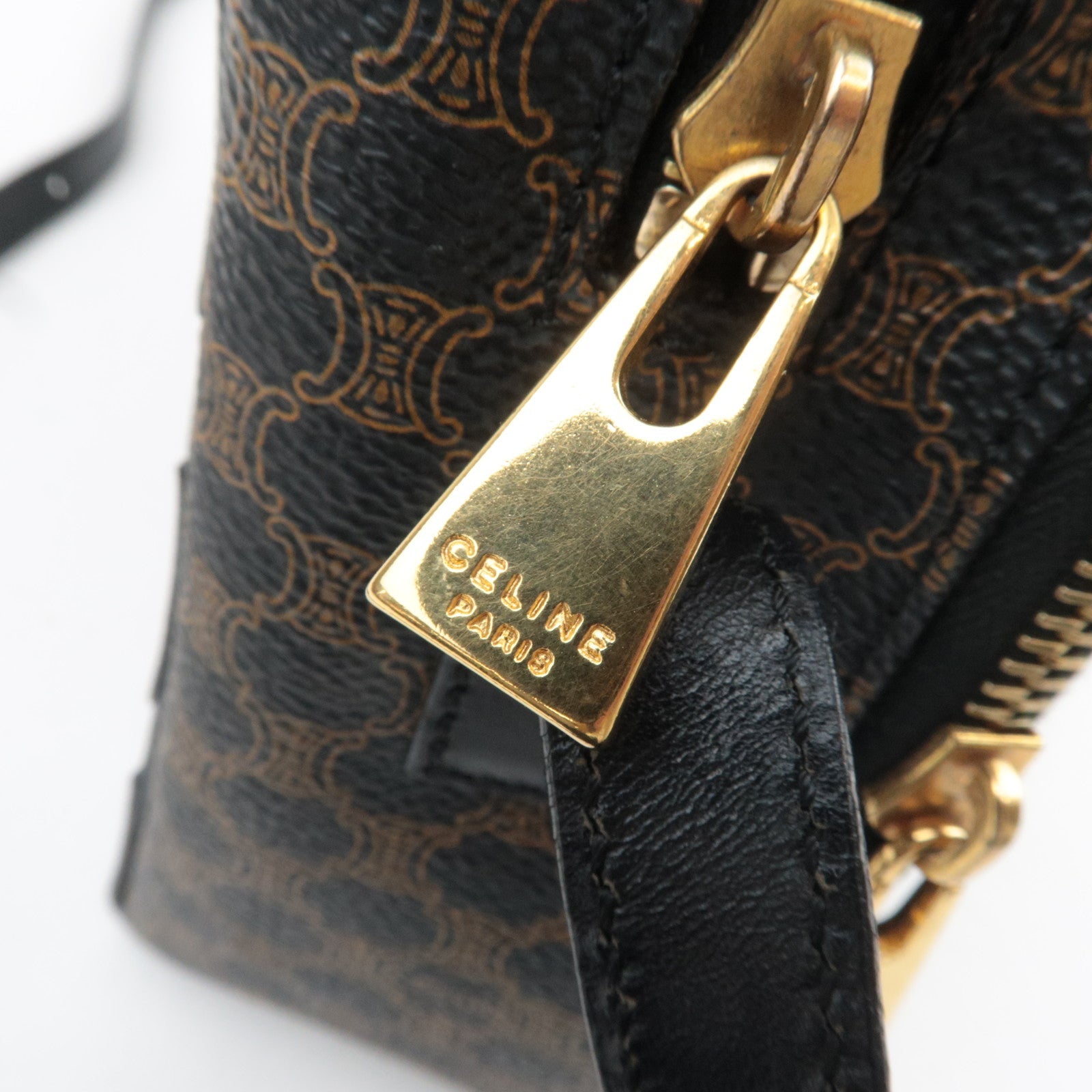 CELINE Macadam Shoulder Bag PVC Leather Black