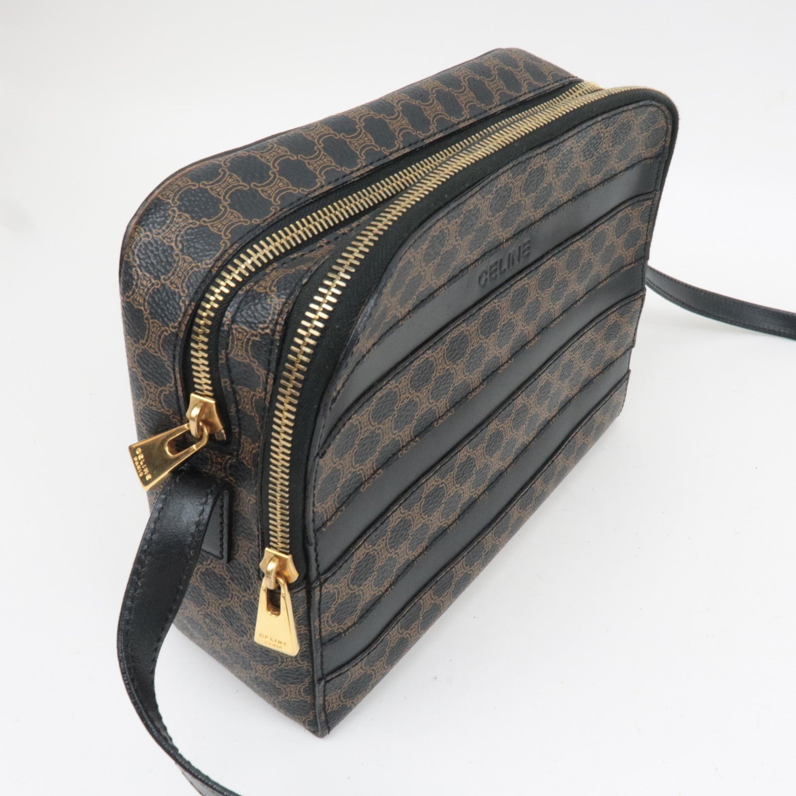 CELINE Macadam Shoulder Bag PVC Leather Black