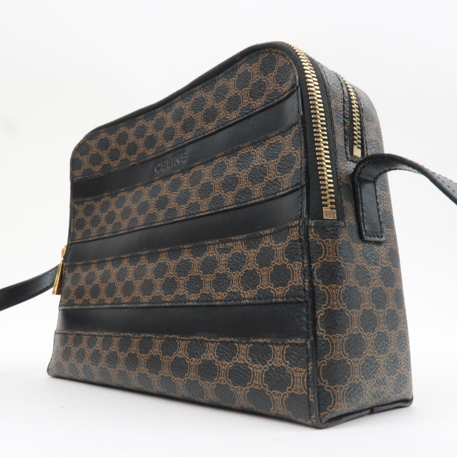 CELINE Macadam Shoulder Bag PVC Leather Black