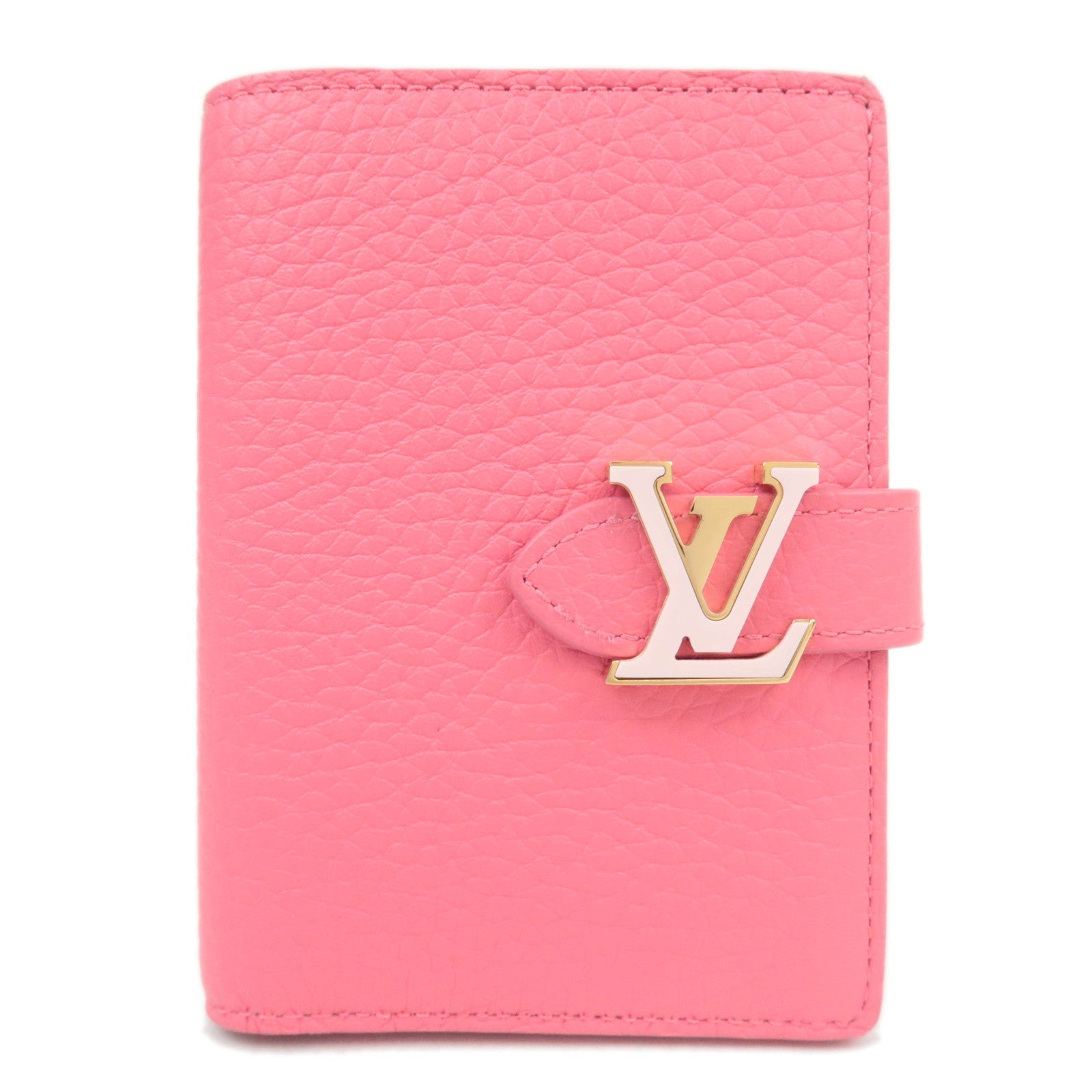 Louis Vuitton Vertical Compact Wallet Taurillon Leather Fuchsia M82461 *Box, Dust bag84622
