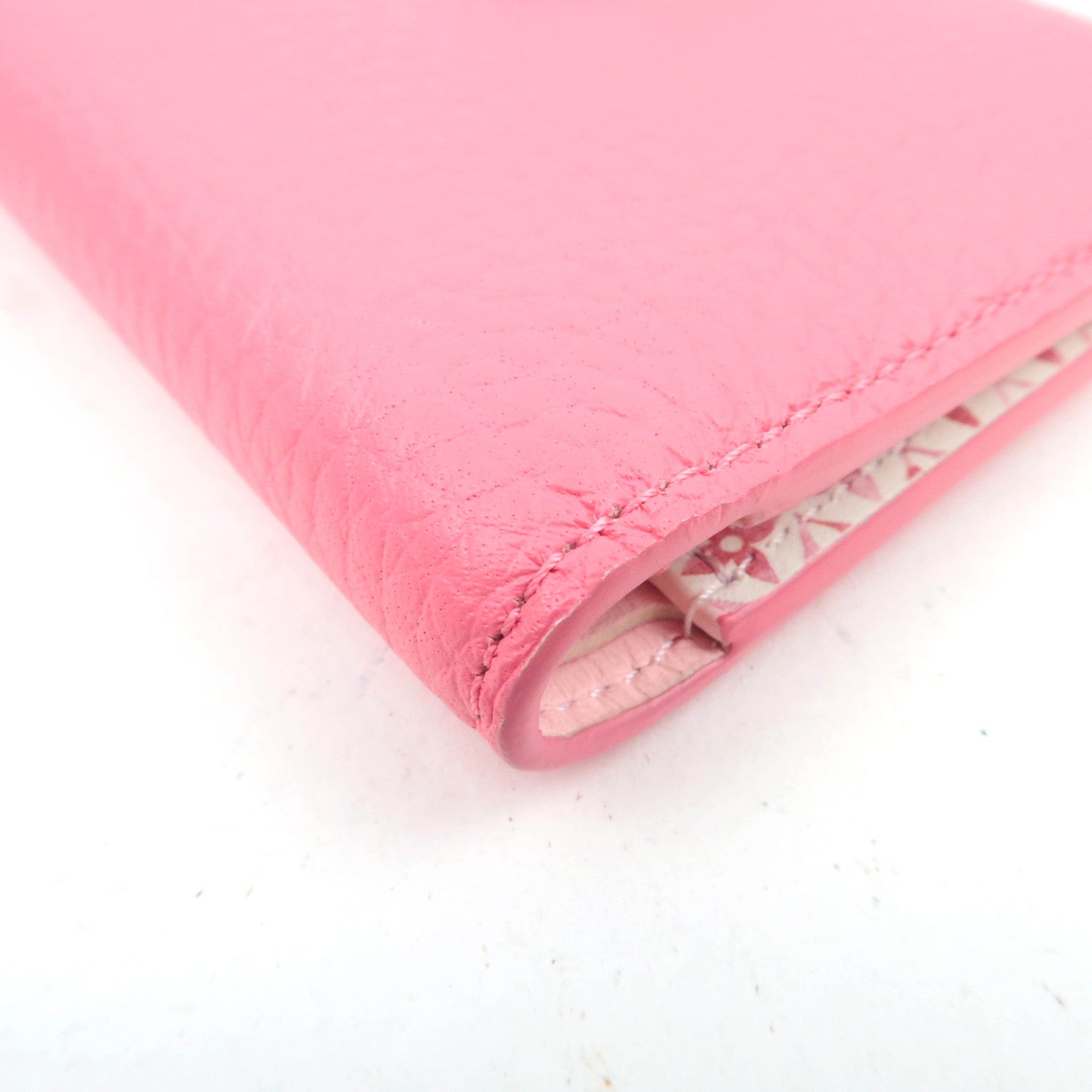 Louis Vuitton Vertical Compact Wallet Taurillon Leather Fuchsia M82461 *Box, Dust bag