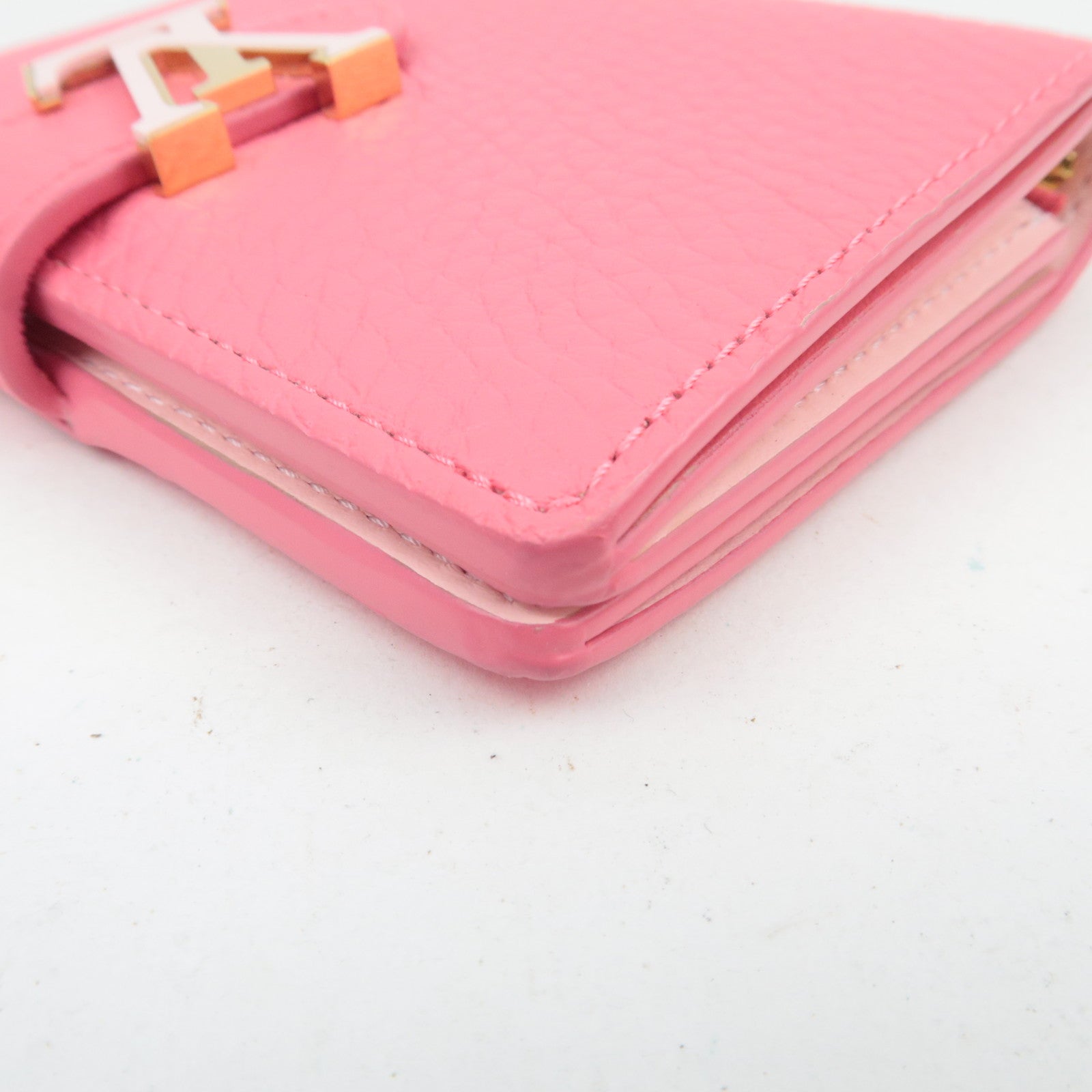 Louis Vuitton Vertical Compact Wallet Taurillon Leather Fuchsia M82461 *Box, Dust bag