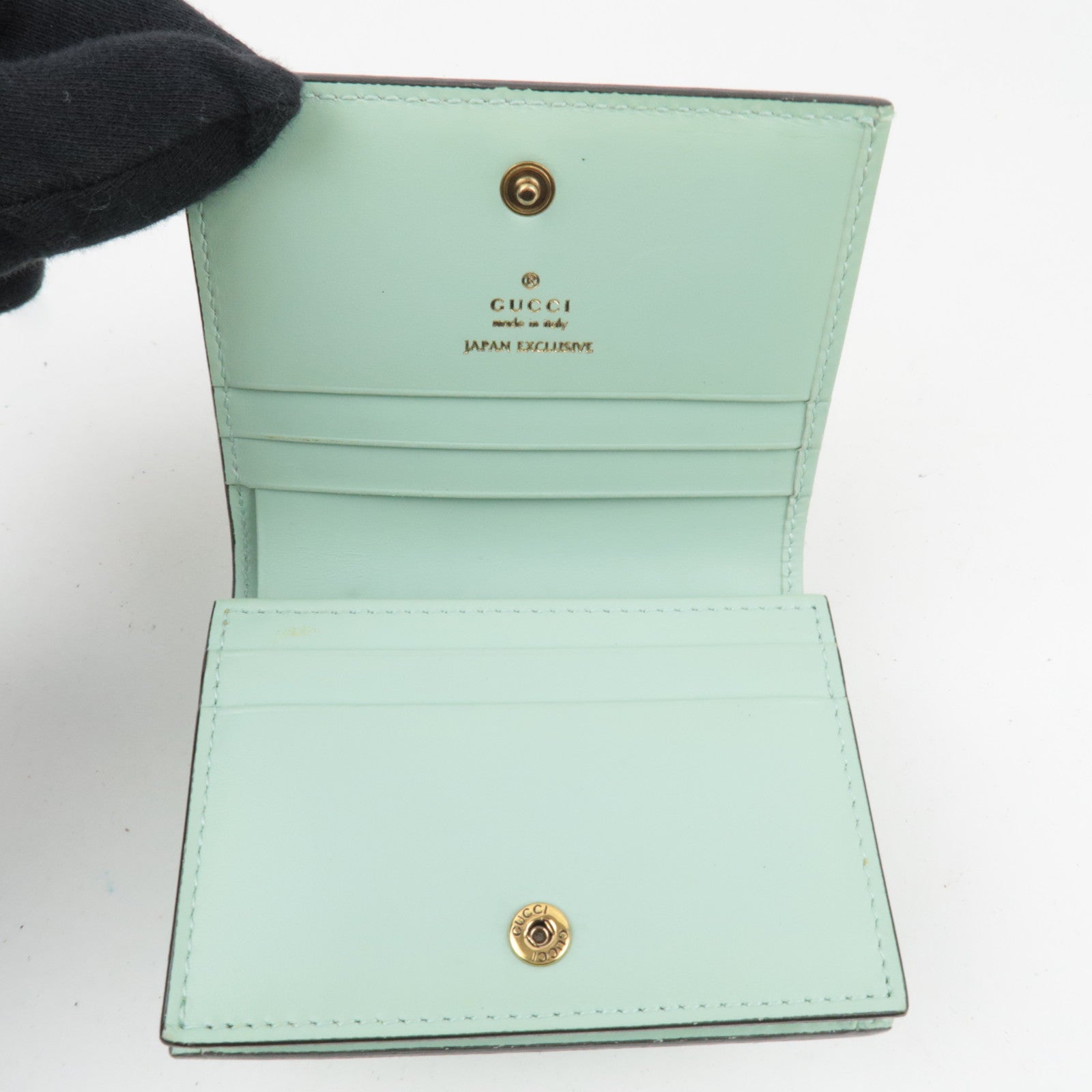 GUCCI Guccissima Linea Cat Bifold Wallet Japan Limited Light Green 548057 *Box, Dust bag