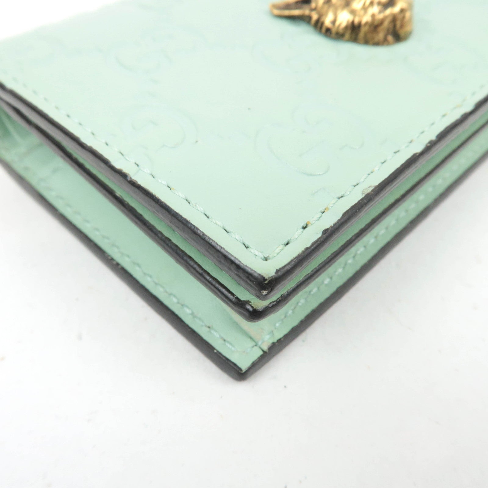 GUCCI Guccissima Linea Cat Bifold Wallet Japan Limited Light Green 548057 *Box, Dust bag