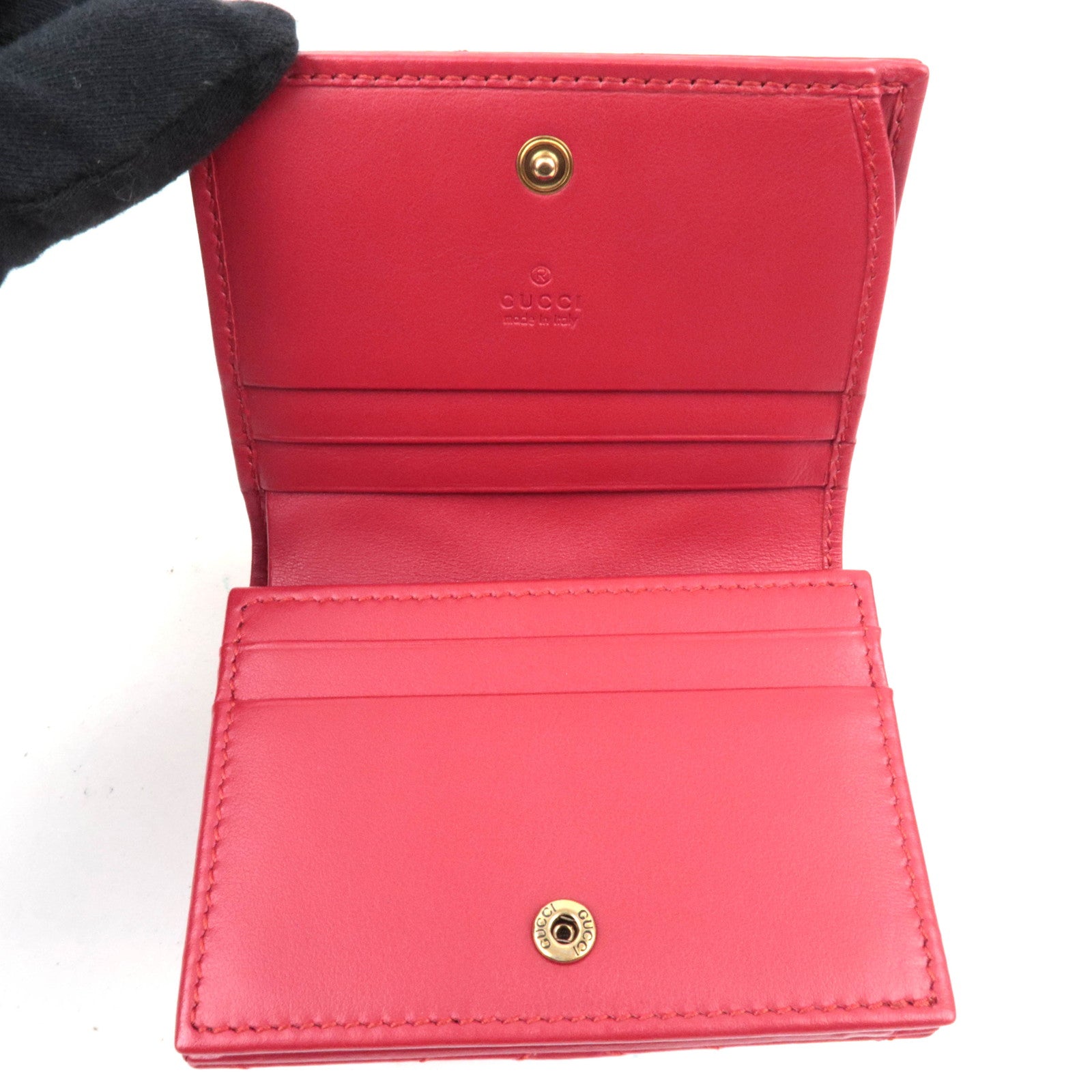 GUCCI GG Marmont Bifold Wallet Leather Red 466492 *Box, Dust bag