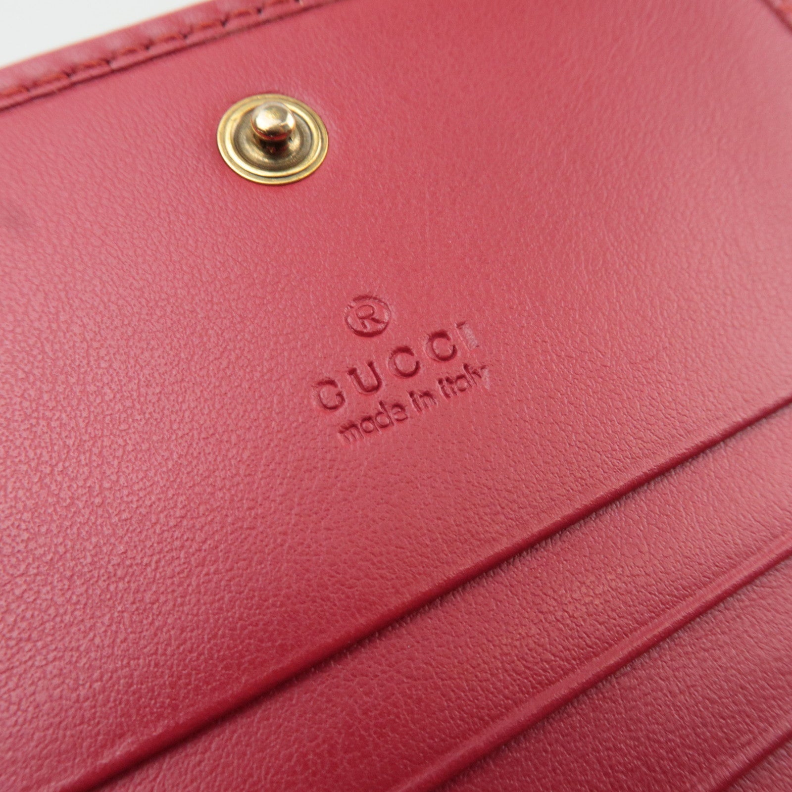 GUCCI GG Marmont Bifold Wallet Leather Red 466492 *Box, Dust bag