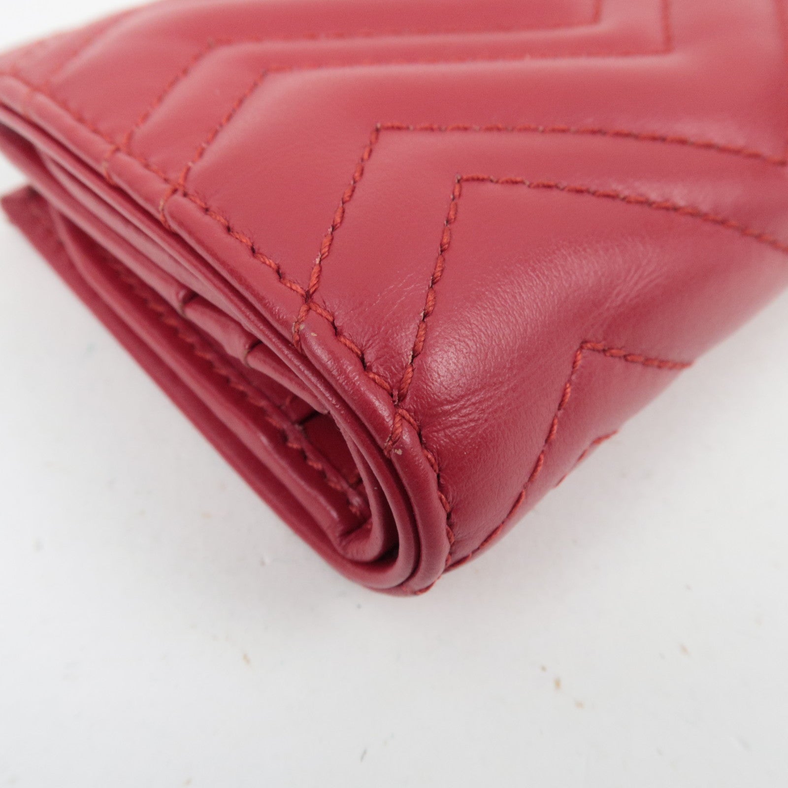 GUCCI GG Marmont Bifold Wallet Leather Red 466492 *Box, Dust bag