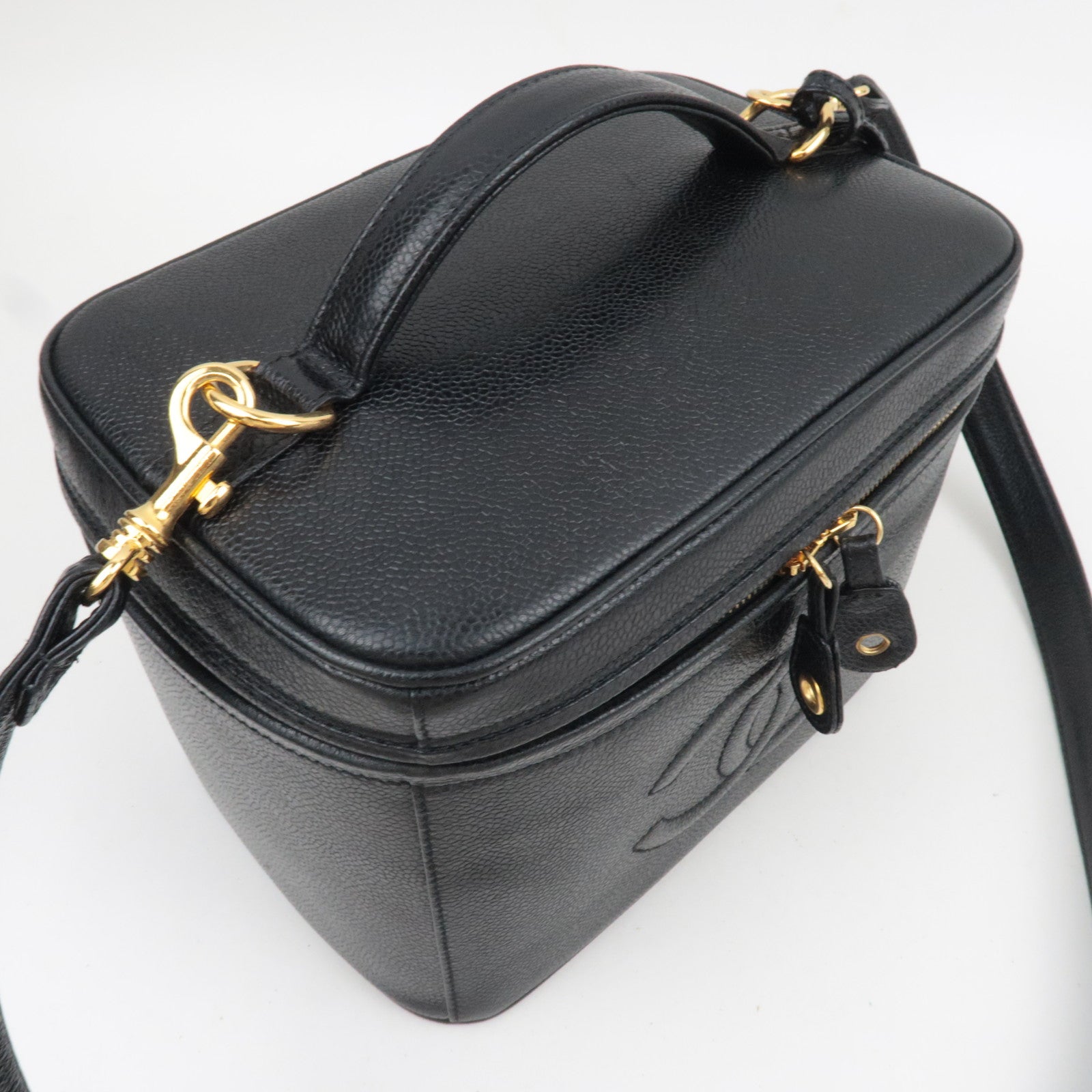 CHANEL Cocomark 2Way Vanity Bag Caviarskin Black 4066847 *Box, Dust bag, G card, Strap, Key Lock, Clochette