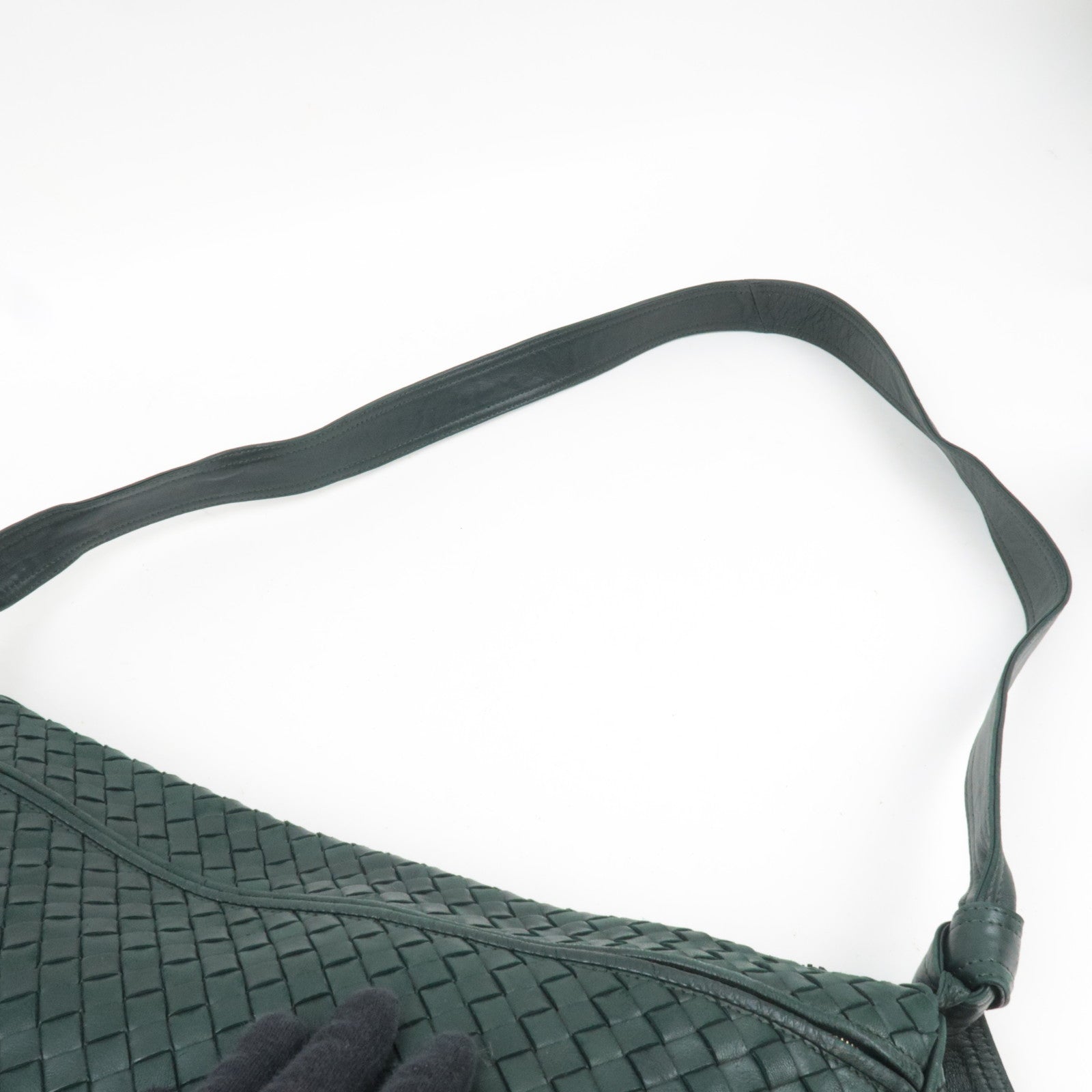 BOTTEGA VENETA Intrecciato Leather Shoulder Bag Dark Green