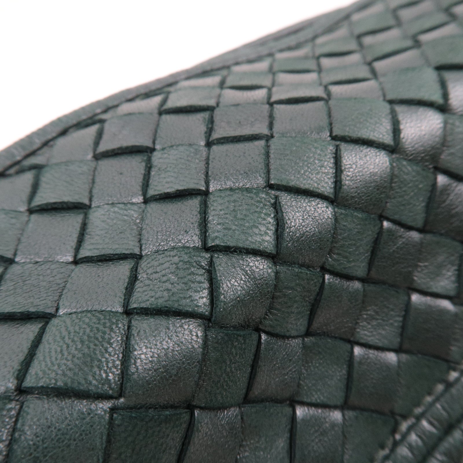 BOTTEGA VENETA Intrecciato Leather Shoulder Bag Dark Green