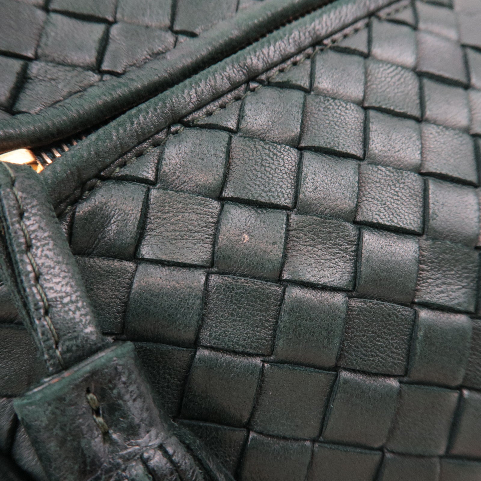 BOTTEGA VENETA Intrecciato Leather Shoulder Bag Dark Green