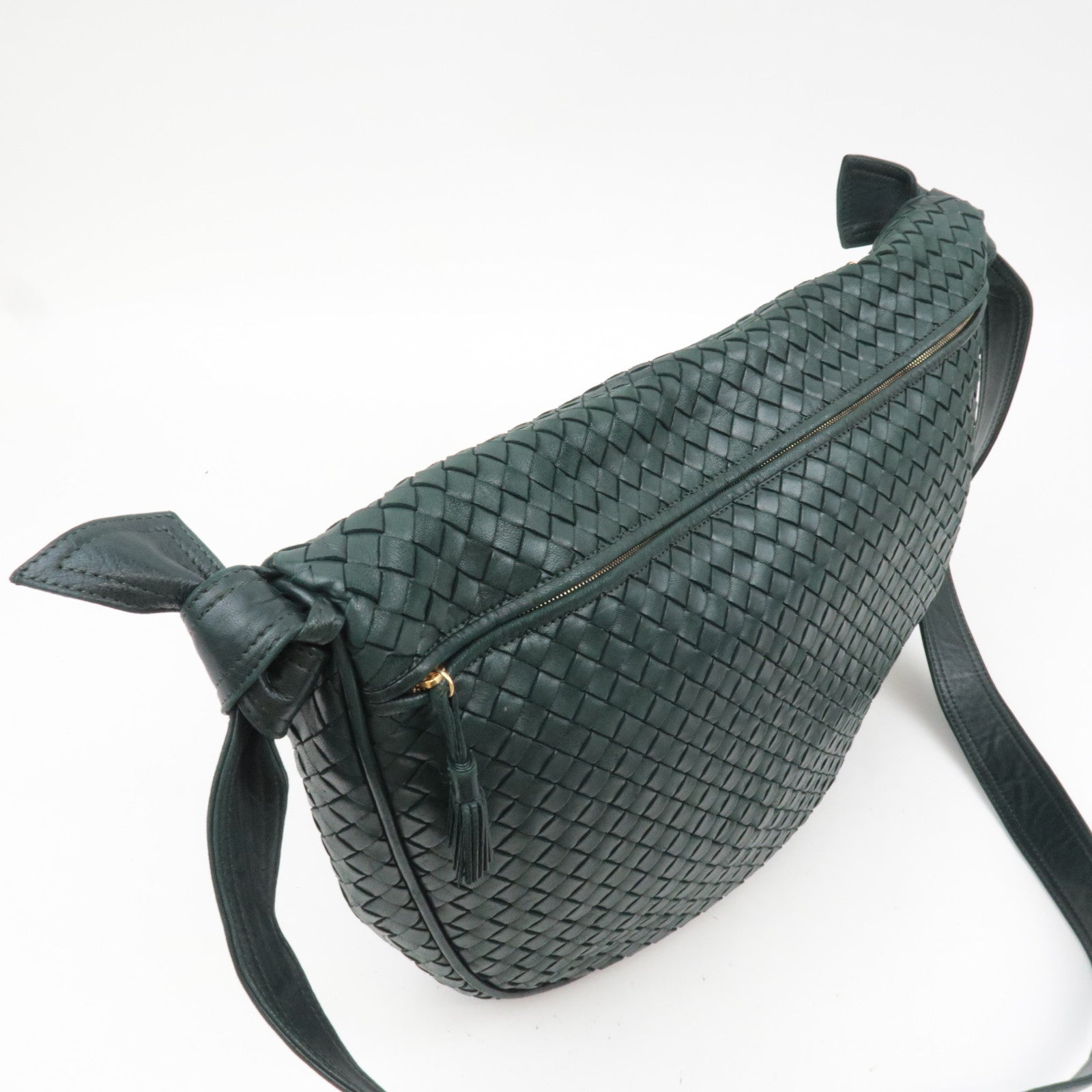 BOTTEGA VENETA Intrecciato Leather Shoulder Bag Dark Green