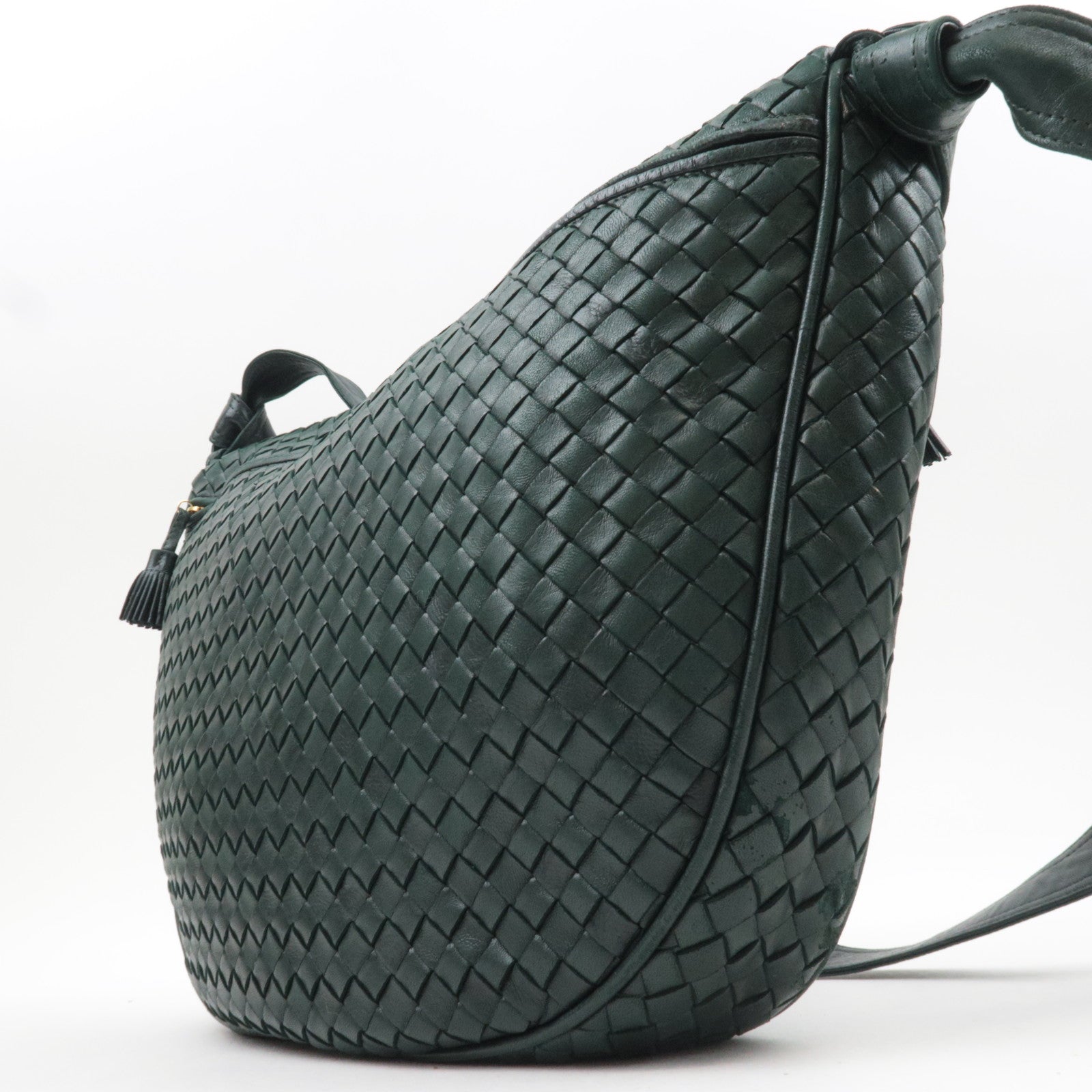 BOTTEGA VENETA Intrecciato Leather Shoulder Bag Dark Green