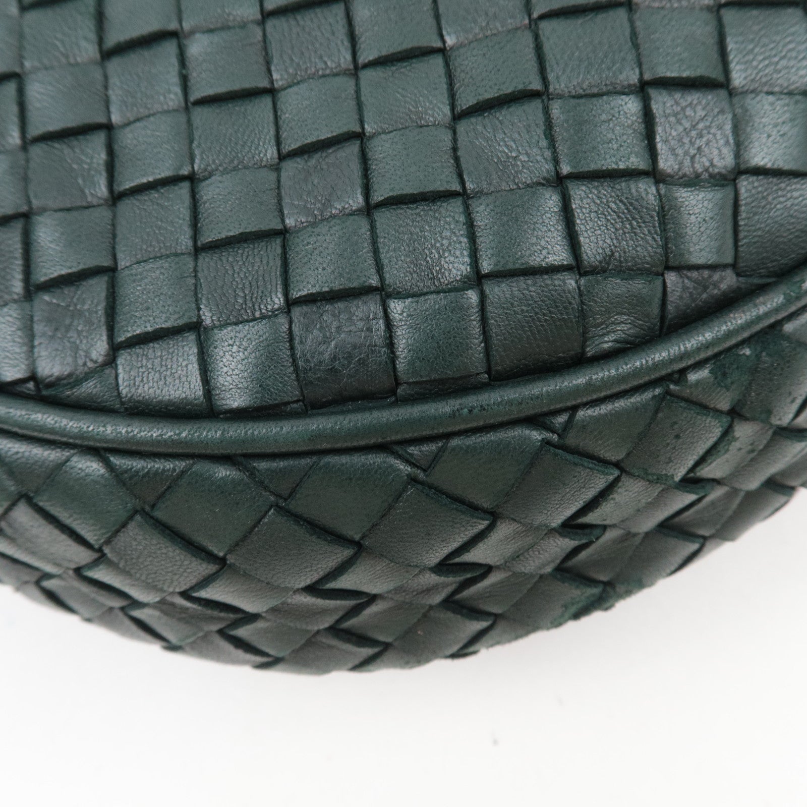 BOTTEGA VENETA Intrecciato Leather Shoulder Bag Dark Green