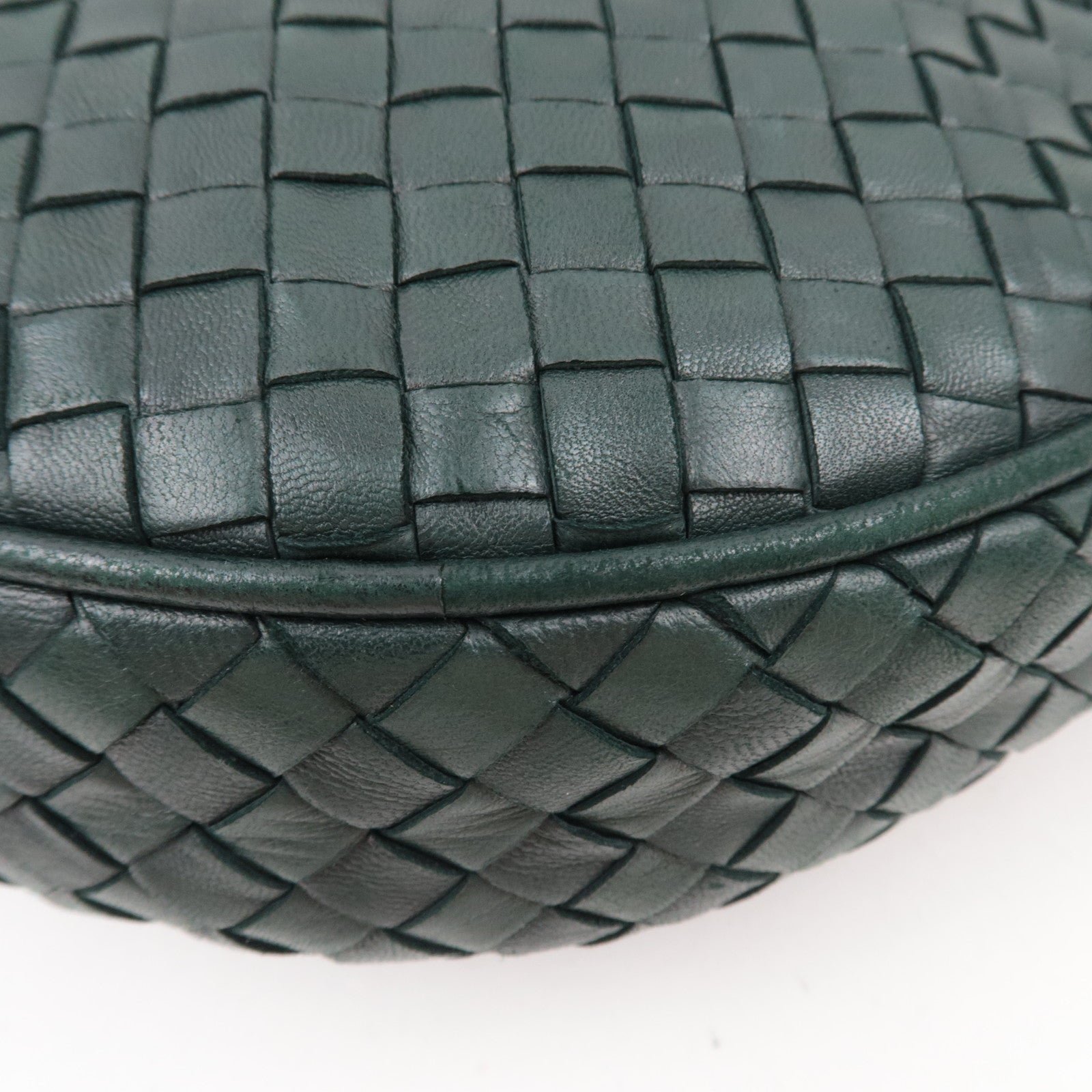 BOTTEGA VENETA Intrecciato Leather Shoulder Bag Dark Green