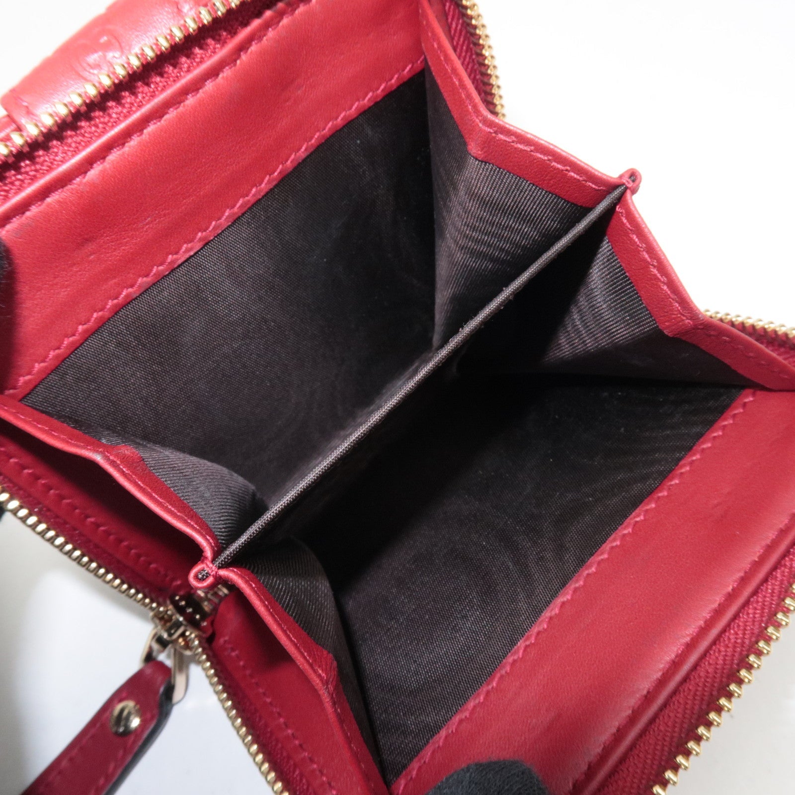 GUCCI Micro Guccissima Leather Zip-Around Wallet Red 449395