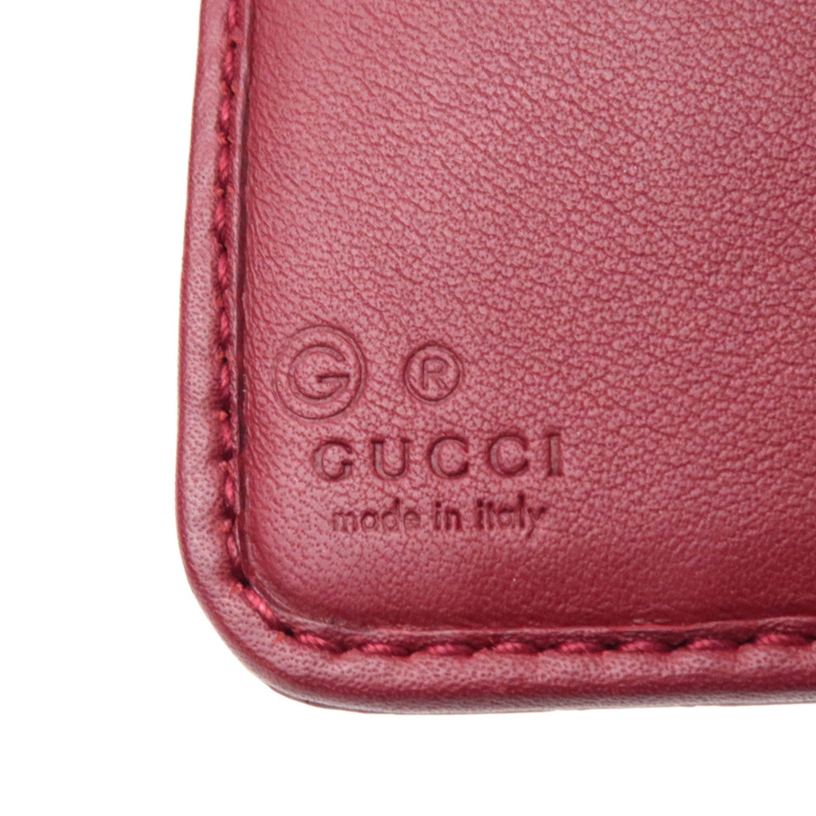 GUCCI Micro Guccissima Leather Zip-Around Wallet Red 449395