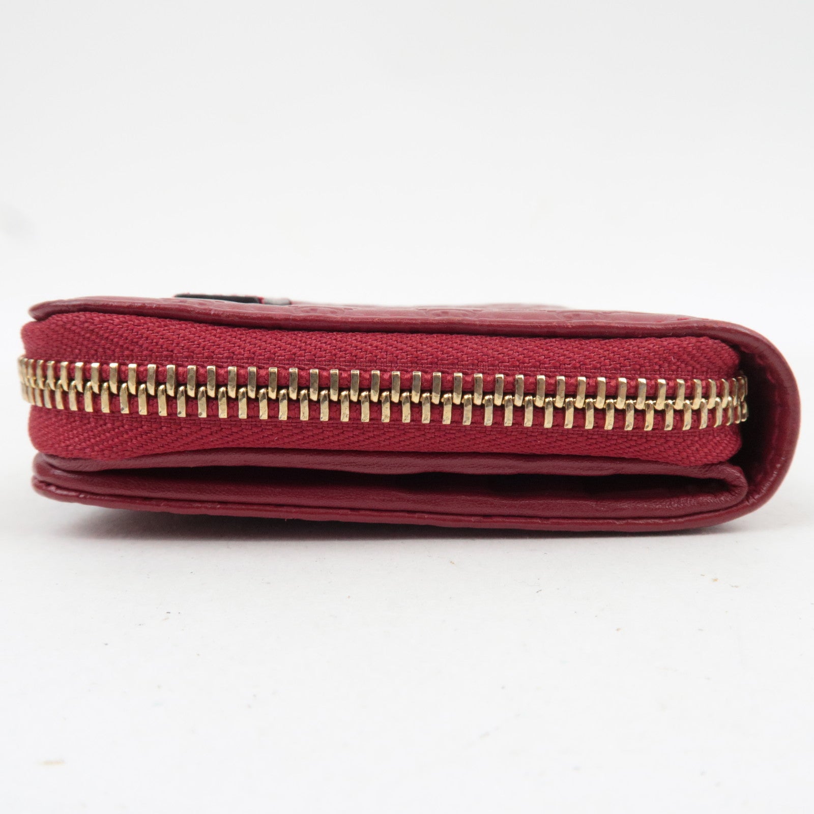 GUCCI Micro Guccissima Leather Zip-Around Wallet Red 449395