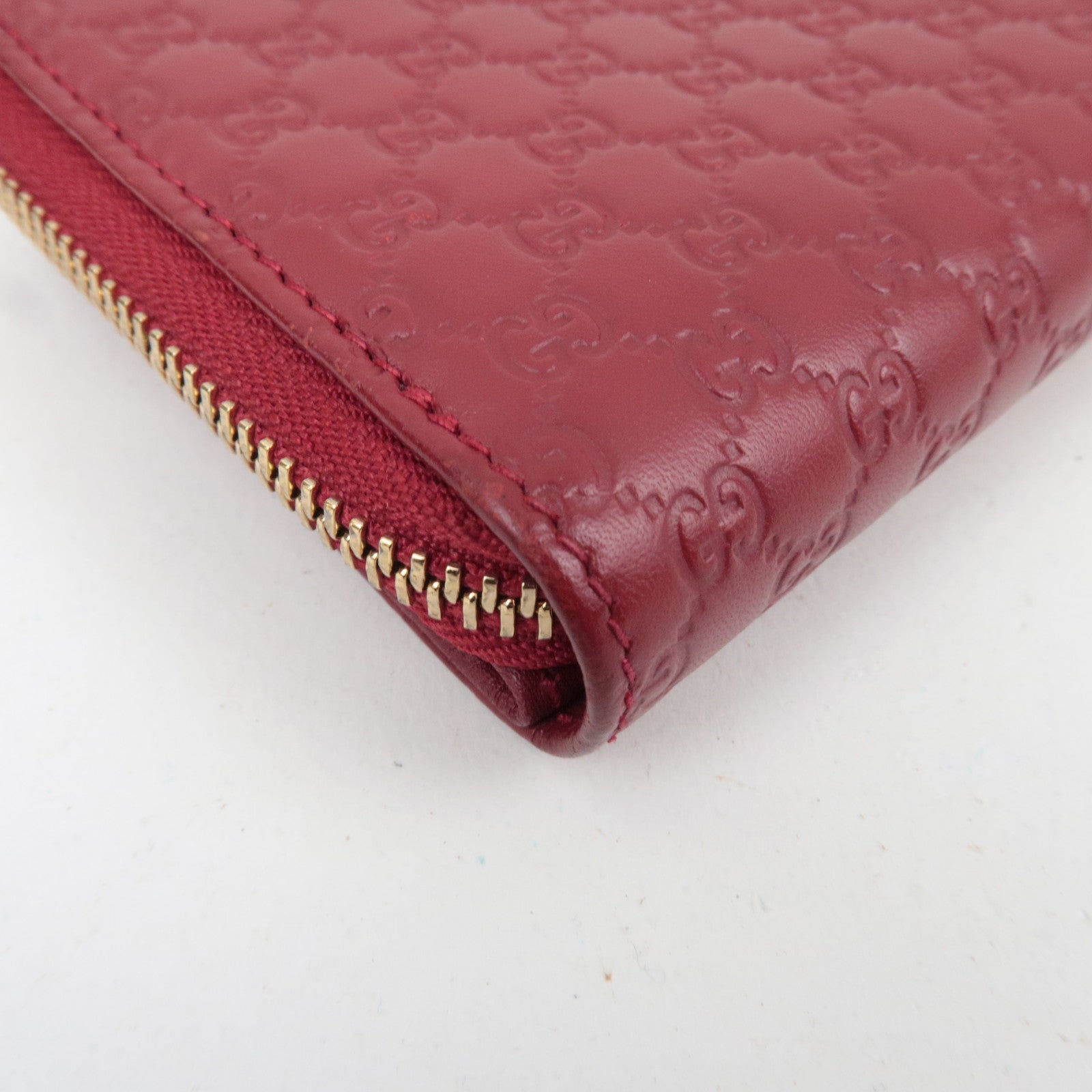 GUCCI Micro Guccissima Leather Zip-Around Wallet Red 449395