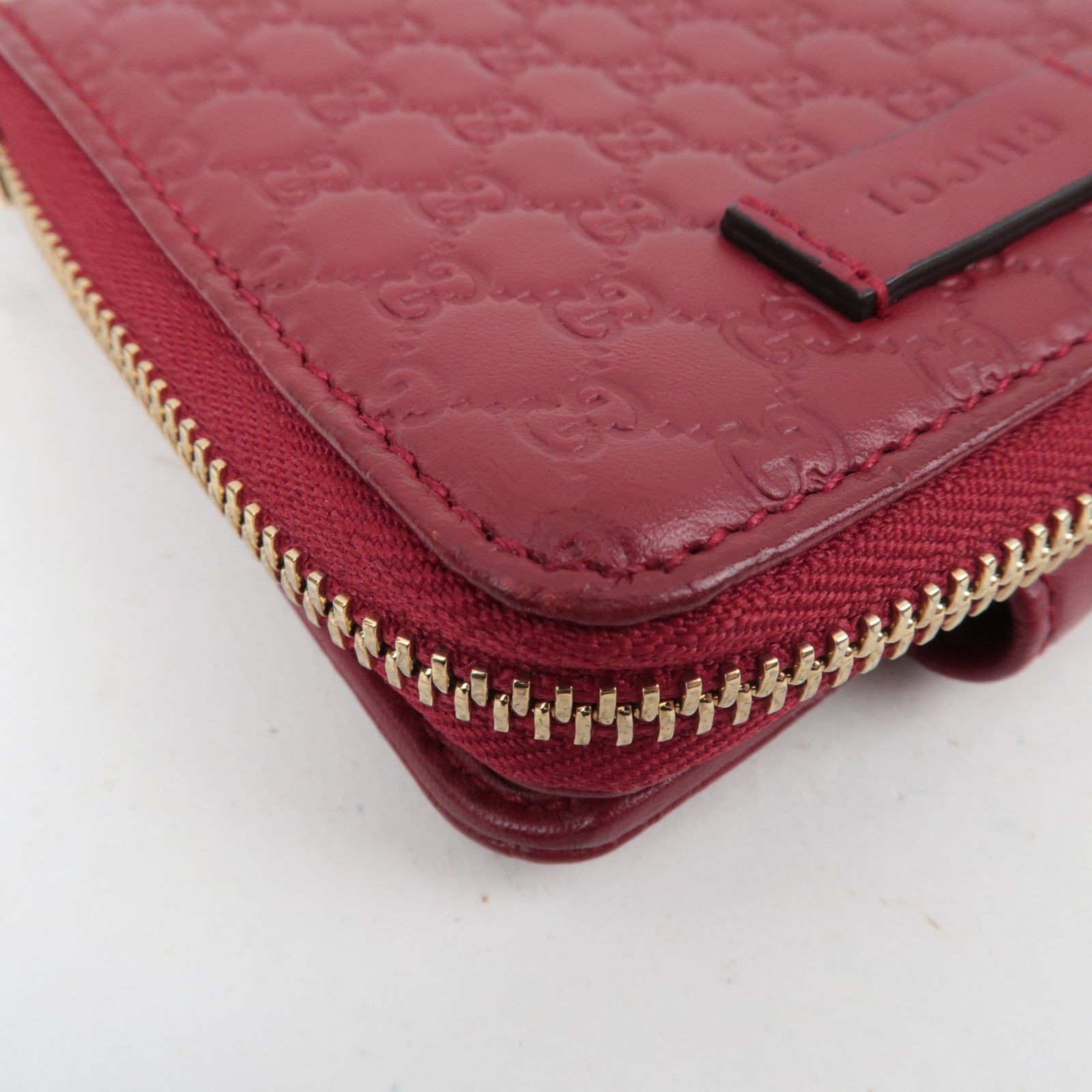 GUCCI Micro Guccissima Leather Zip-Around Wallet Red 449395