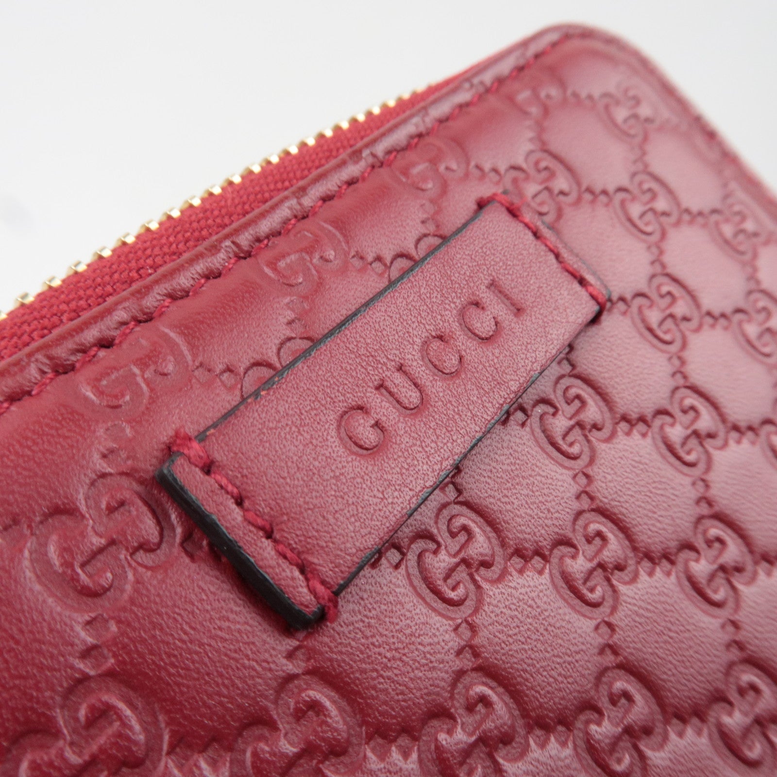 GUCCI Micro Guccissima Leather Zip-Around Wallet Red 449395