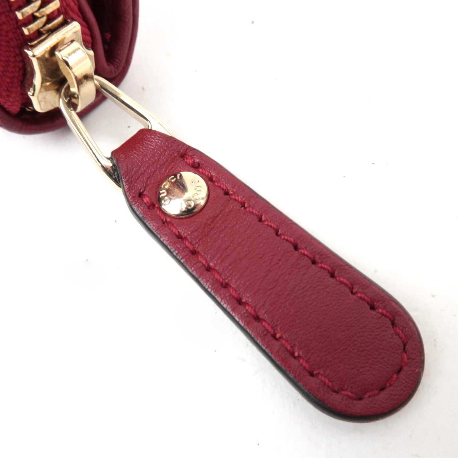 GUCCI Micro Guccissima Leather Zip-Around Wallet Red 449395