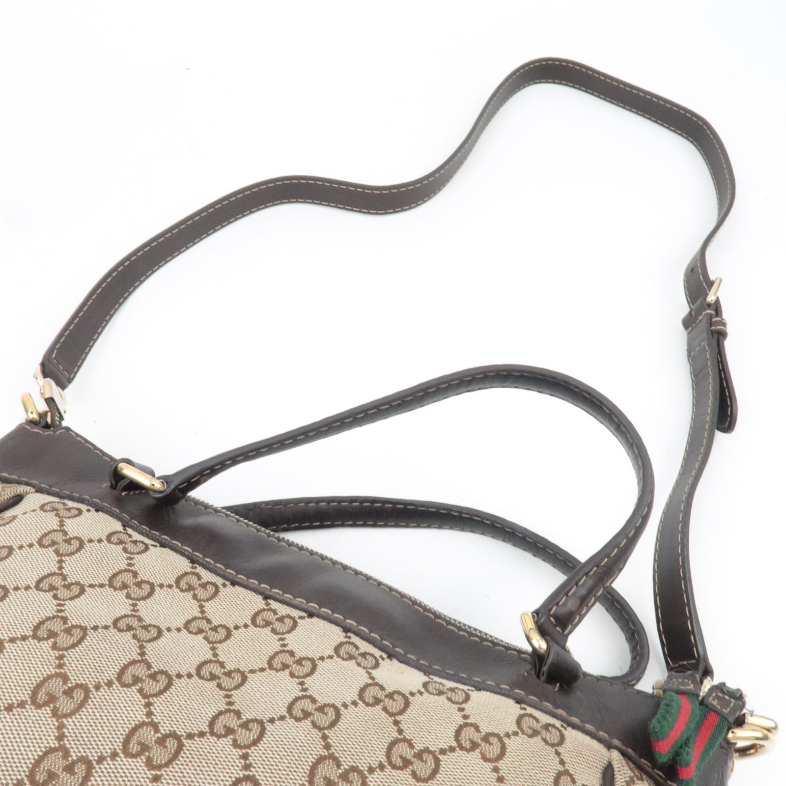 GUCCI Sherry 2Way Shoulder Bag GG Canvas Leather Beige 269894 *Strap